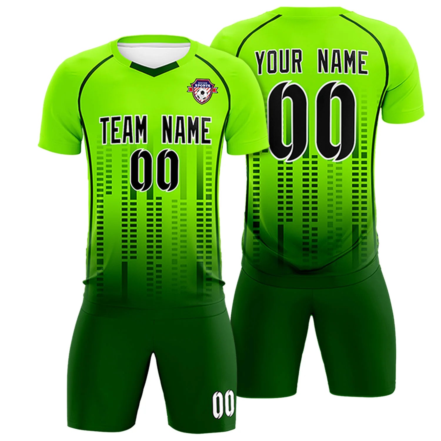 Custom Neon Green-Green Printing Outdoor Tracksuit Soccer Sets Jersey