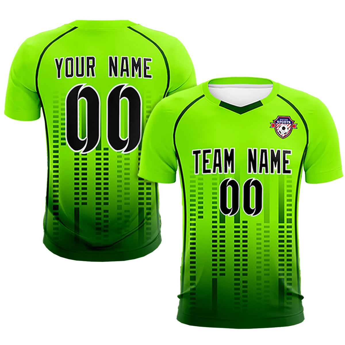 Custom Neon Green-Green Printing Outdoor Tracksuit Soccer Sets Jersey