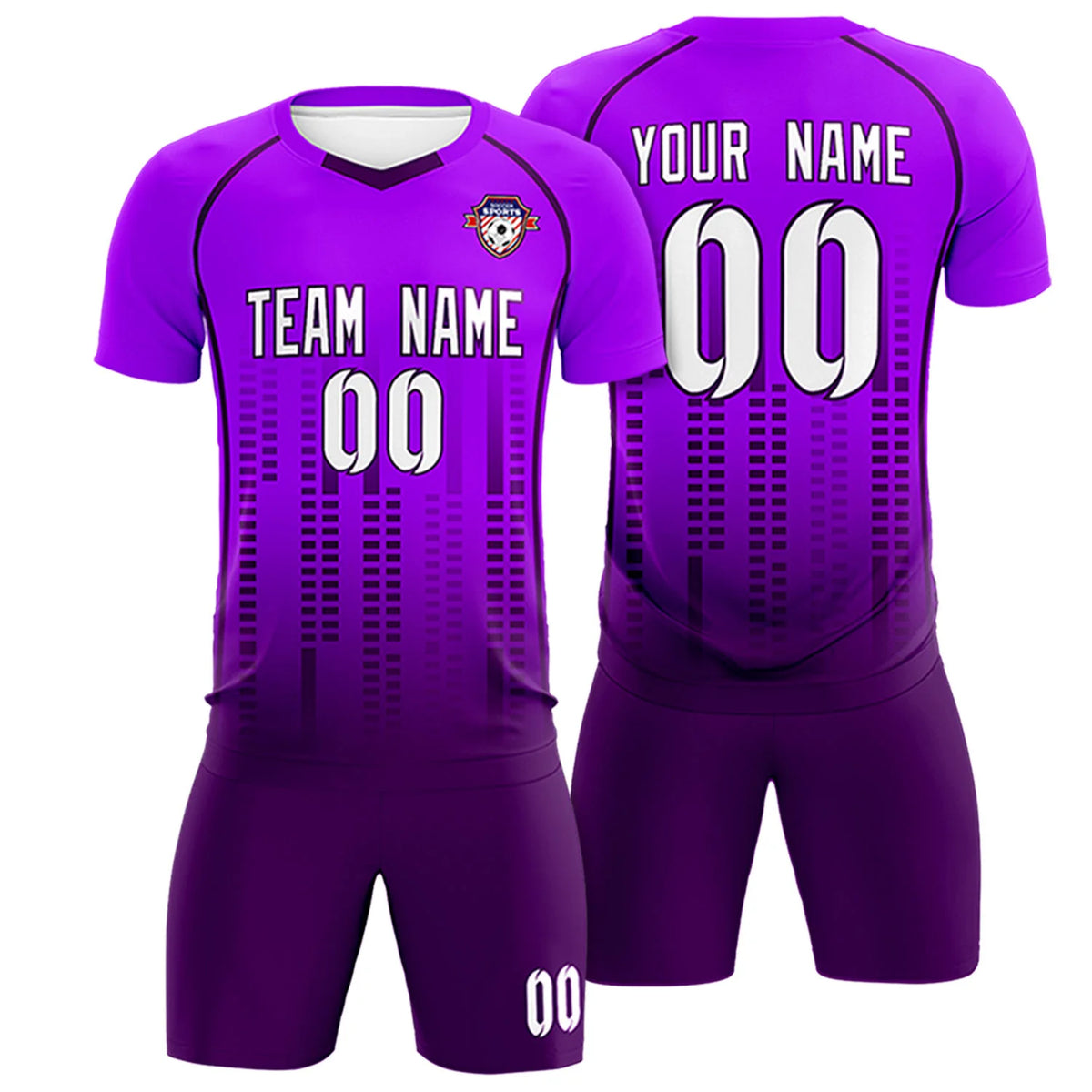 Custom Purple-Drak Purple Printing Outdoor Tracksuit Soccer Sets Jersey