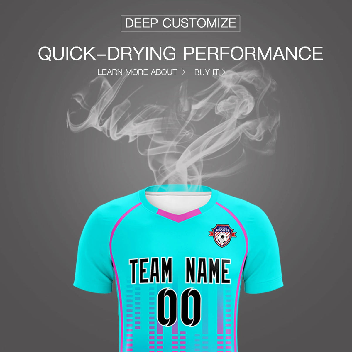 Custom Sky Blue-Pink Printing Outdoor Tracksuit Soccer Sets Jersey