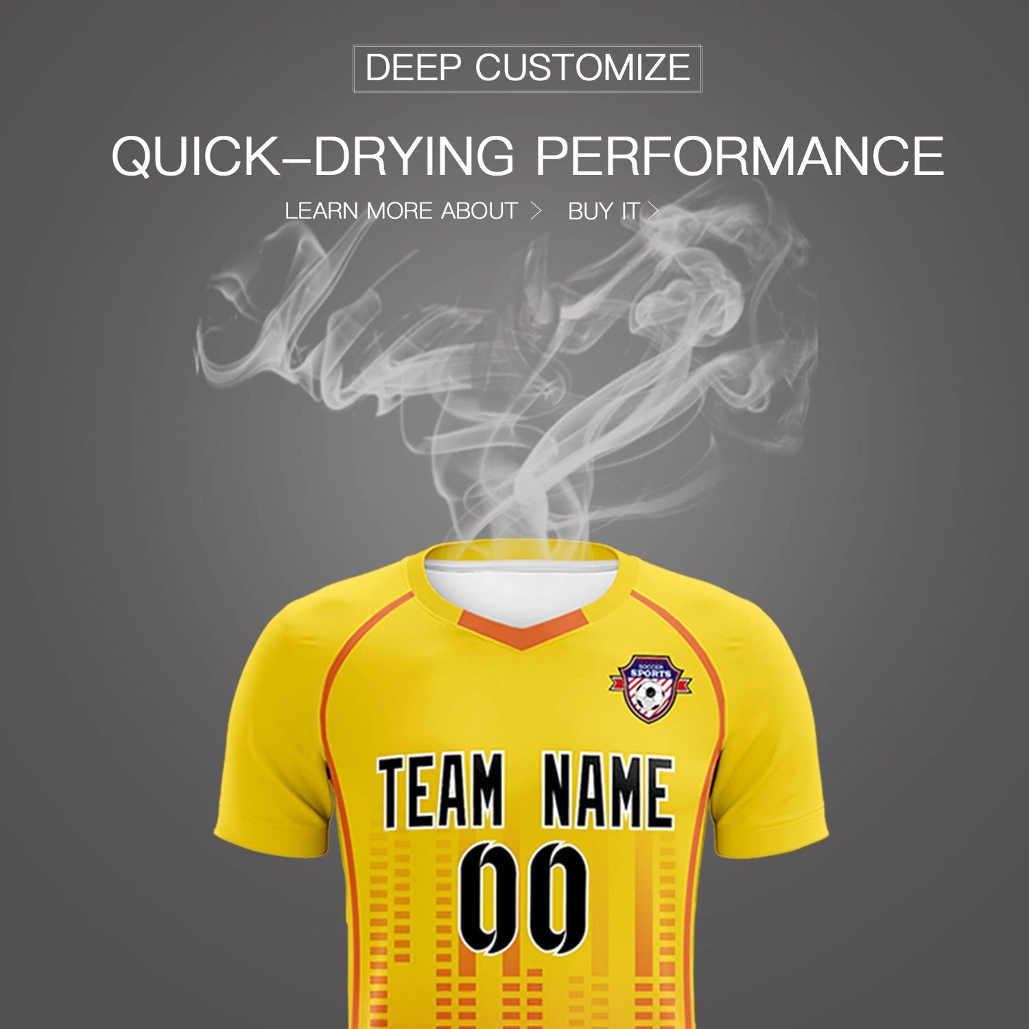 Custom Yellow Orange Printing Outdoor Tracksuit Soccer Sets Jersey