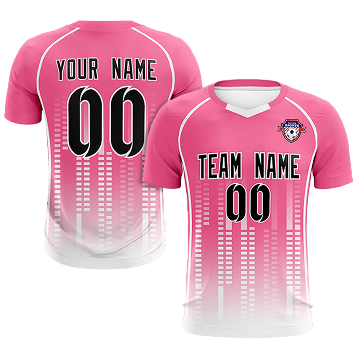 Custom Pink White Printing Outdoor Tracksuit Soccer Sets Jersey