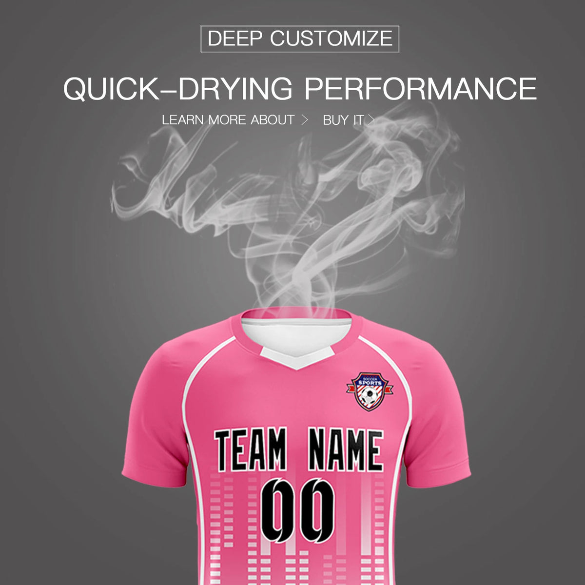 Custom Pink White Printing Outdoor Tracksuit Soccer Sets Jersey