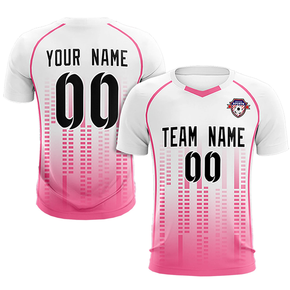 Custom White Pink Printing Outdoor Tracksuit Soccer Sets Jersey