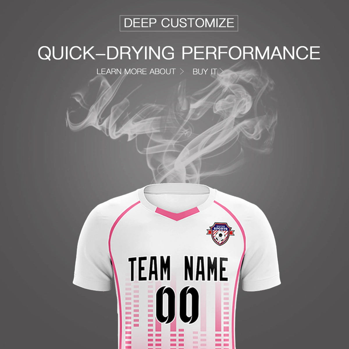 Custom White Pink Printing Outdoor Tracksuit Soccer Sets Jersey