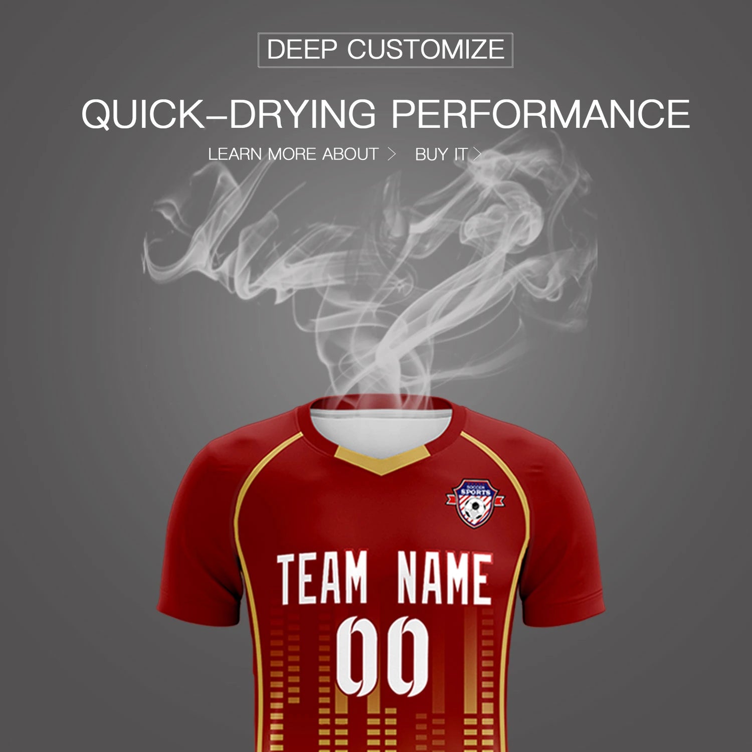 Custom Crimson-Old Gold Printing Outdoor Tracksuit Soccer Sets Jersey