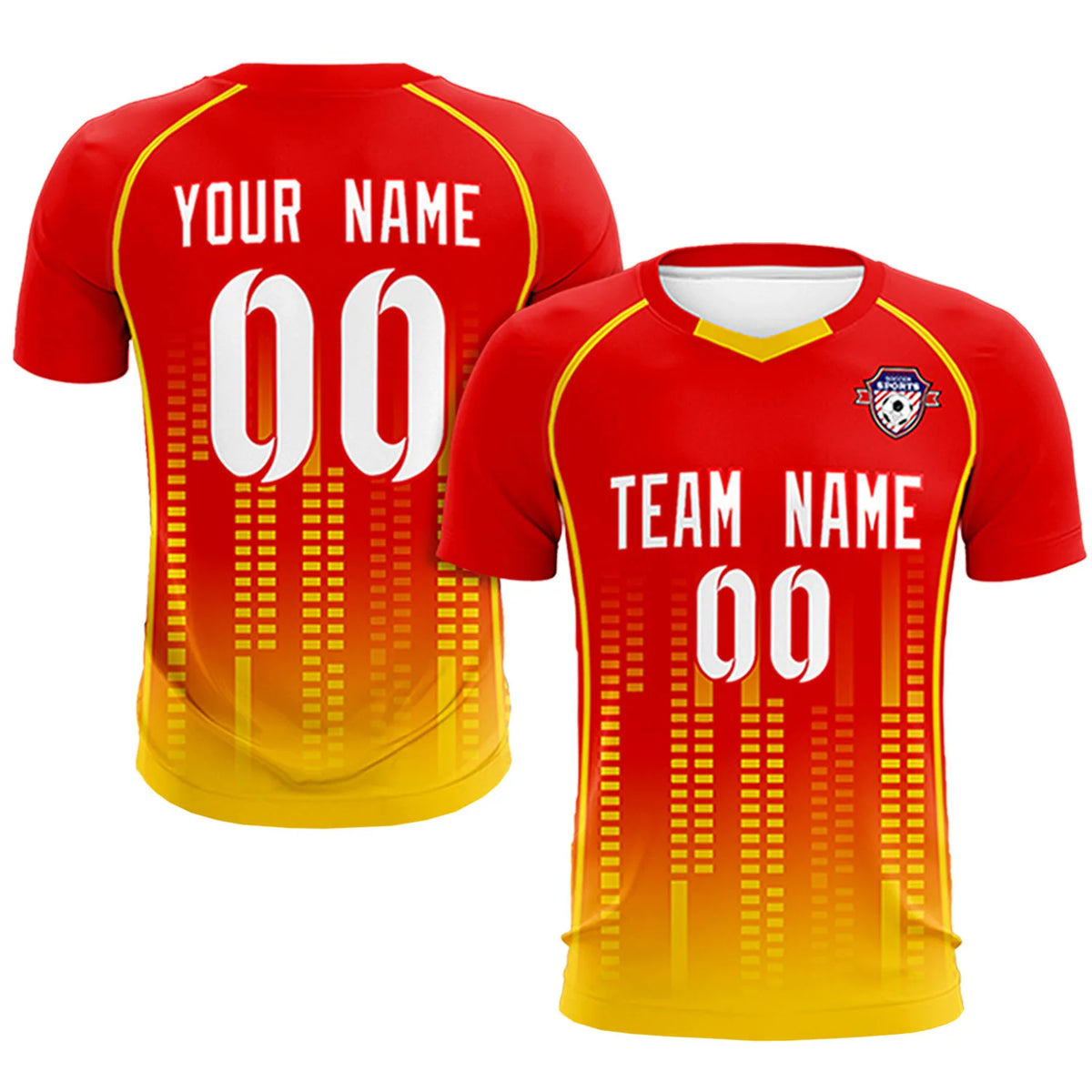 Custom Red Yellow Printing Outdoor Tracksuit Soccer Sets Jersey