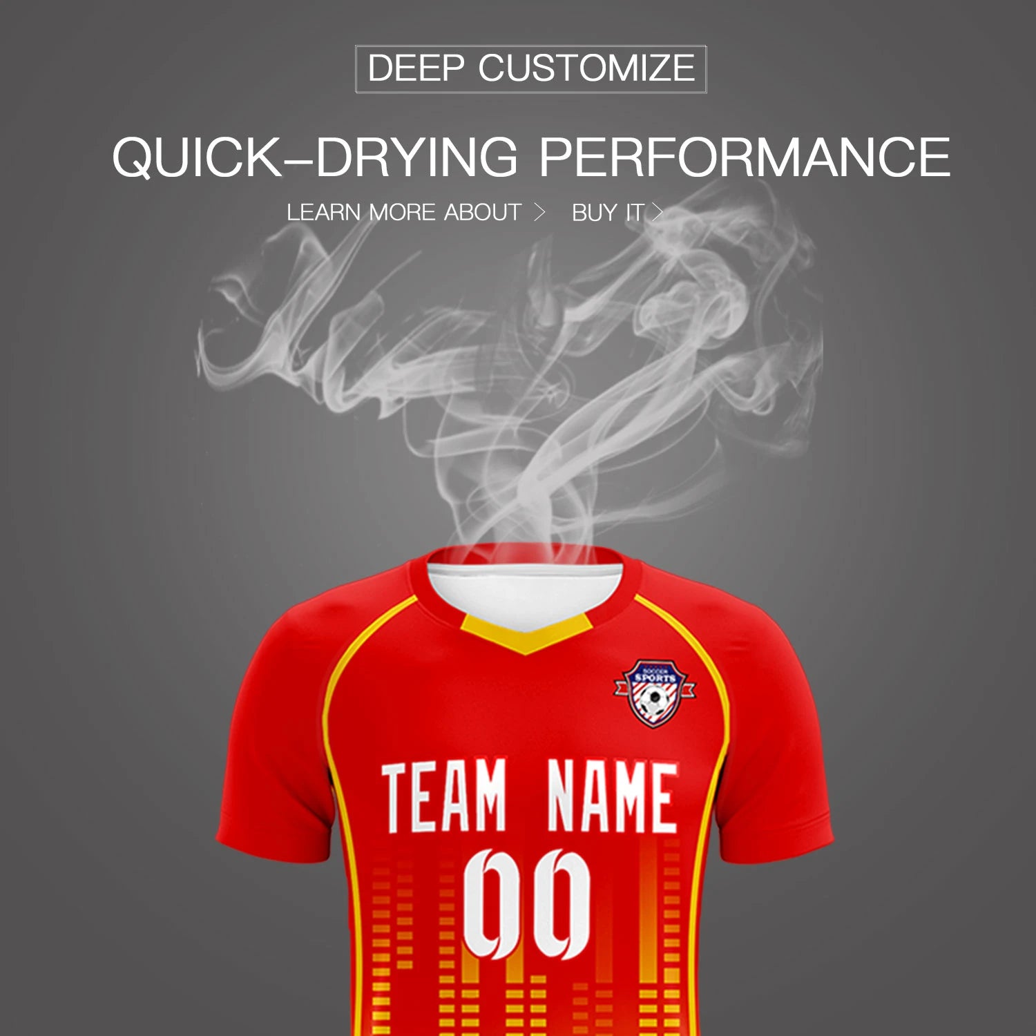 Custom Red Yellow Printing Outdoor Tracksuit Soccer Sets Jersey