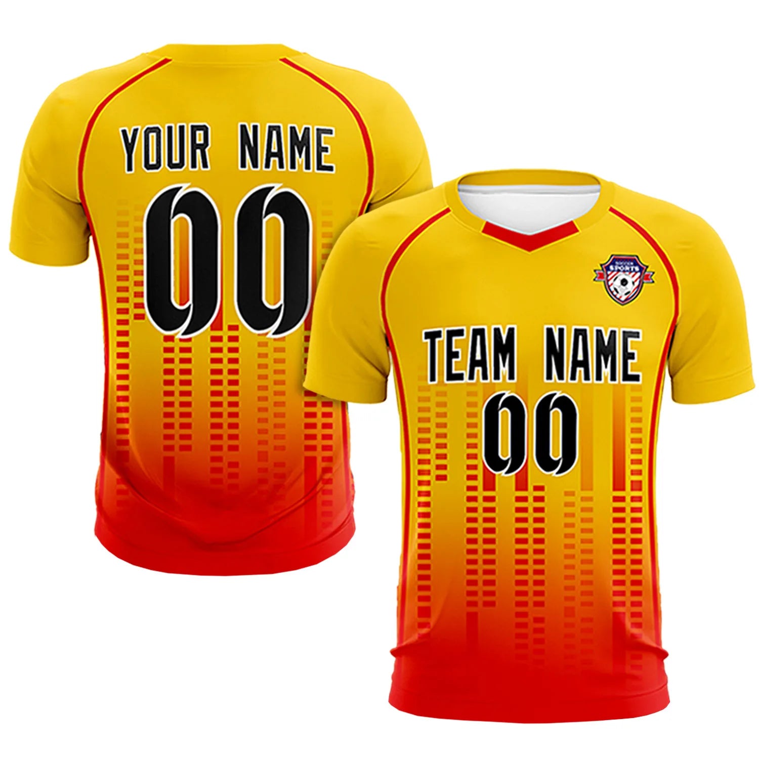 Custom Yellow Red Printing Outdoor Tracksuit Soccer Sets Jersey