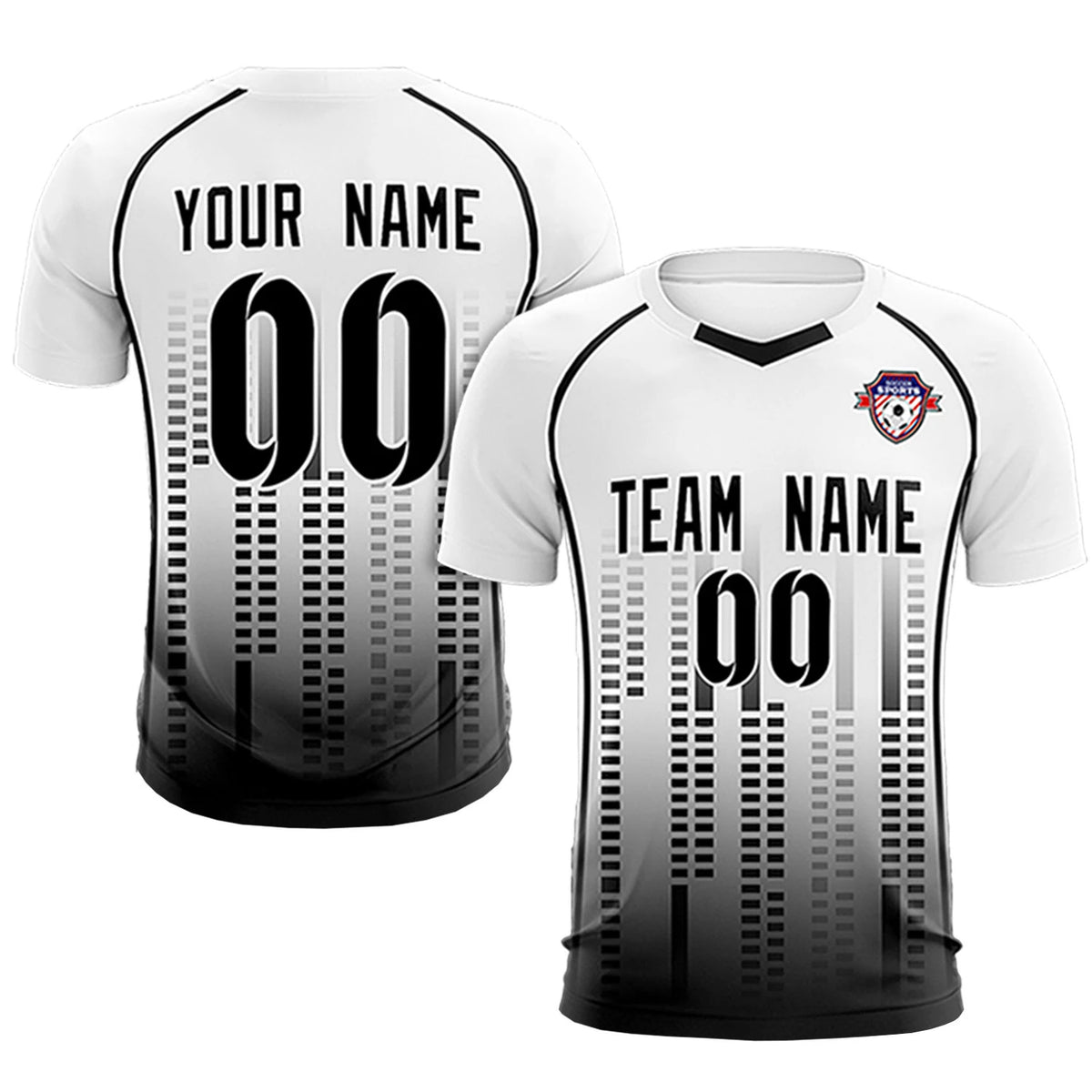 Custom White Black Printing Outdoor Tracksuit Soccer Sets Jersey