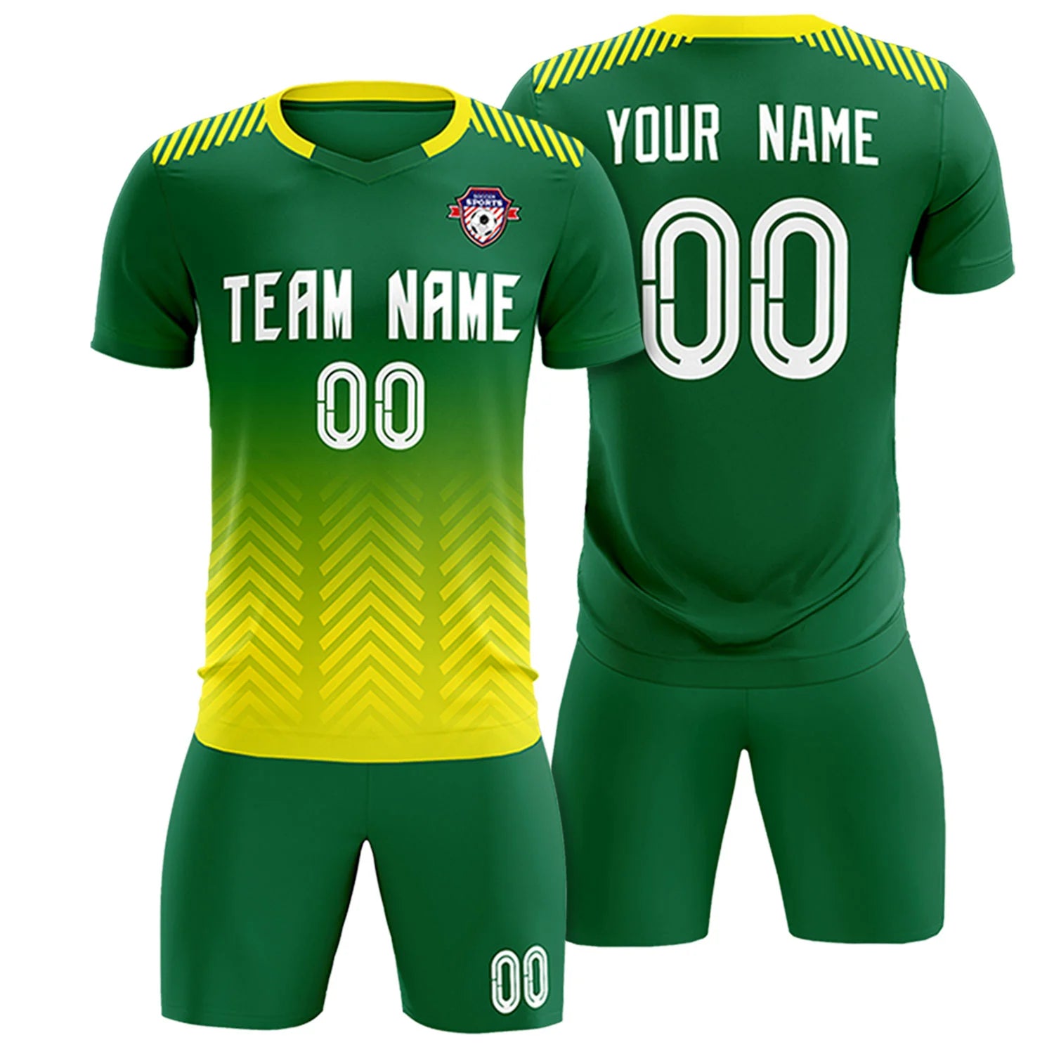 Custom Kelly Green Gold01 Printing Sportswear Soccer Sets Jersey