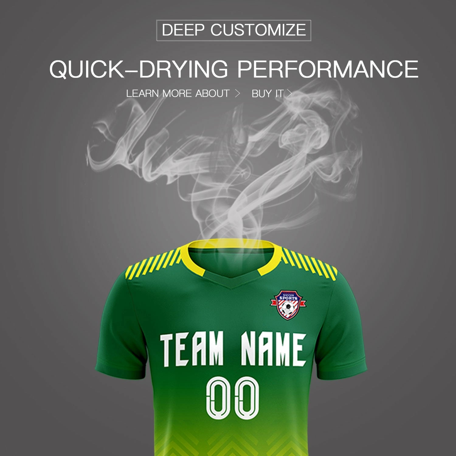 Custom Kelly Green Gold01 Printing Sportswear Soccer Sets Jersey