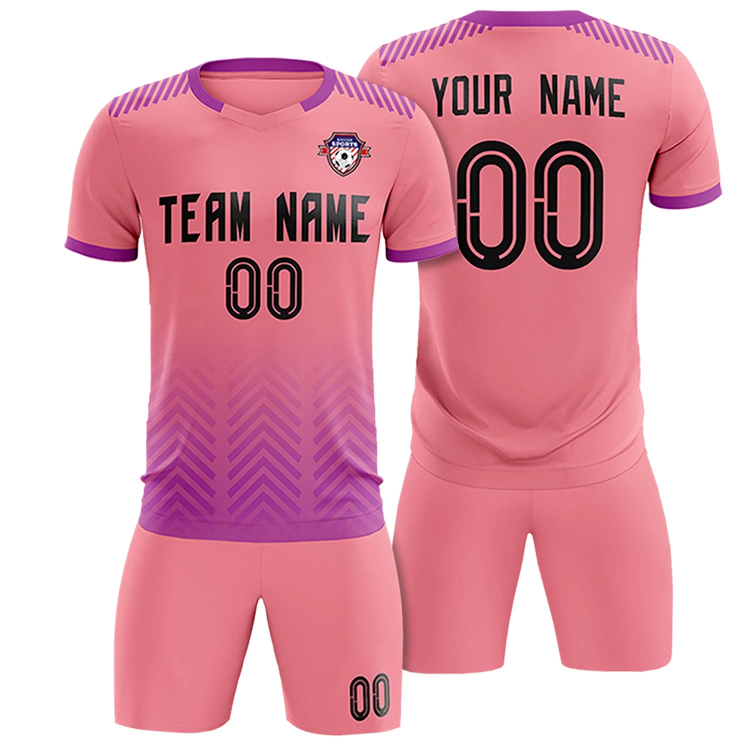 Custom Light Pink Purple Printing Sportswear Soccer Sets Jersey