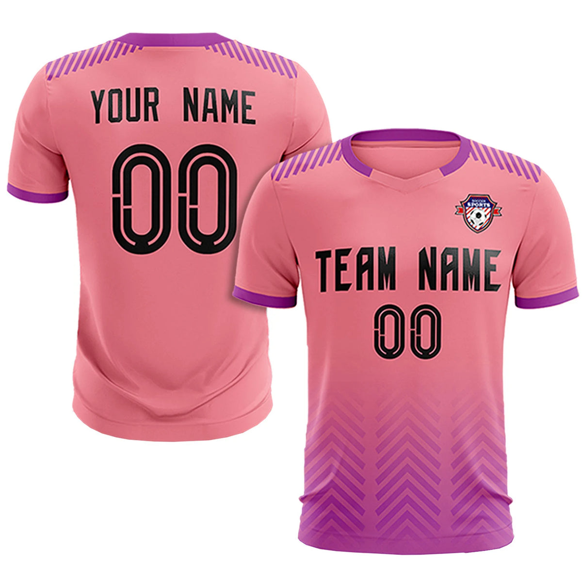 Custom Light Pink Purple Printing Sportswear Soccer Sets Jersey