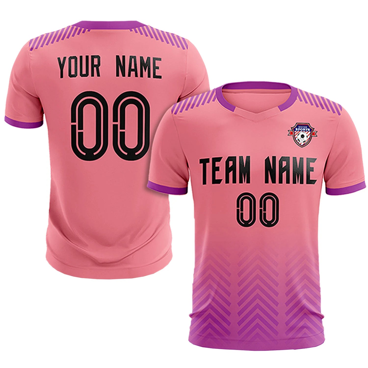 Custom Light Pink Purple Printing Sportswear Soccer Sets Jersey