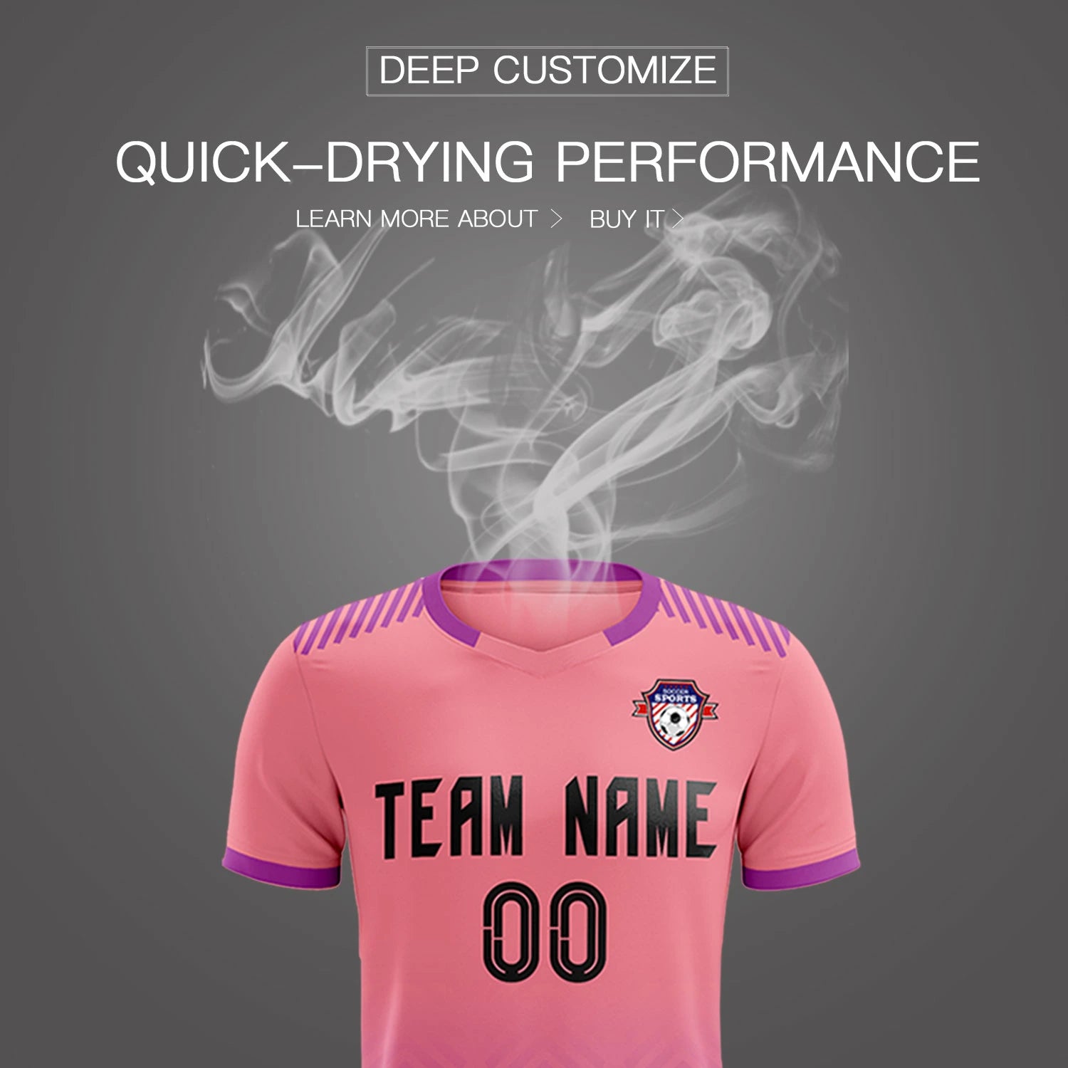 Custom Light Pink Purple Printing Sportswear Soccer Sets Jersey