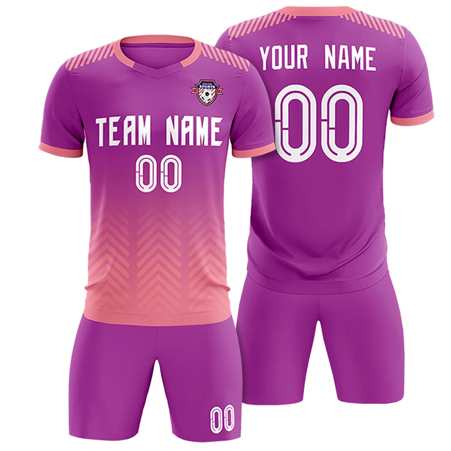Custom Purple Light Pink Printing Sportswear Soccer Sets Jersey