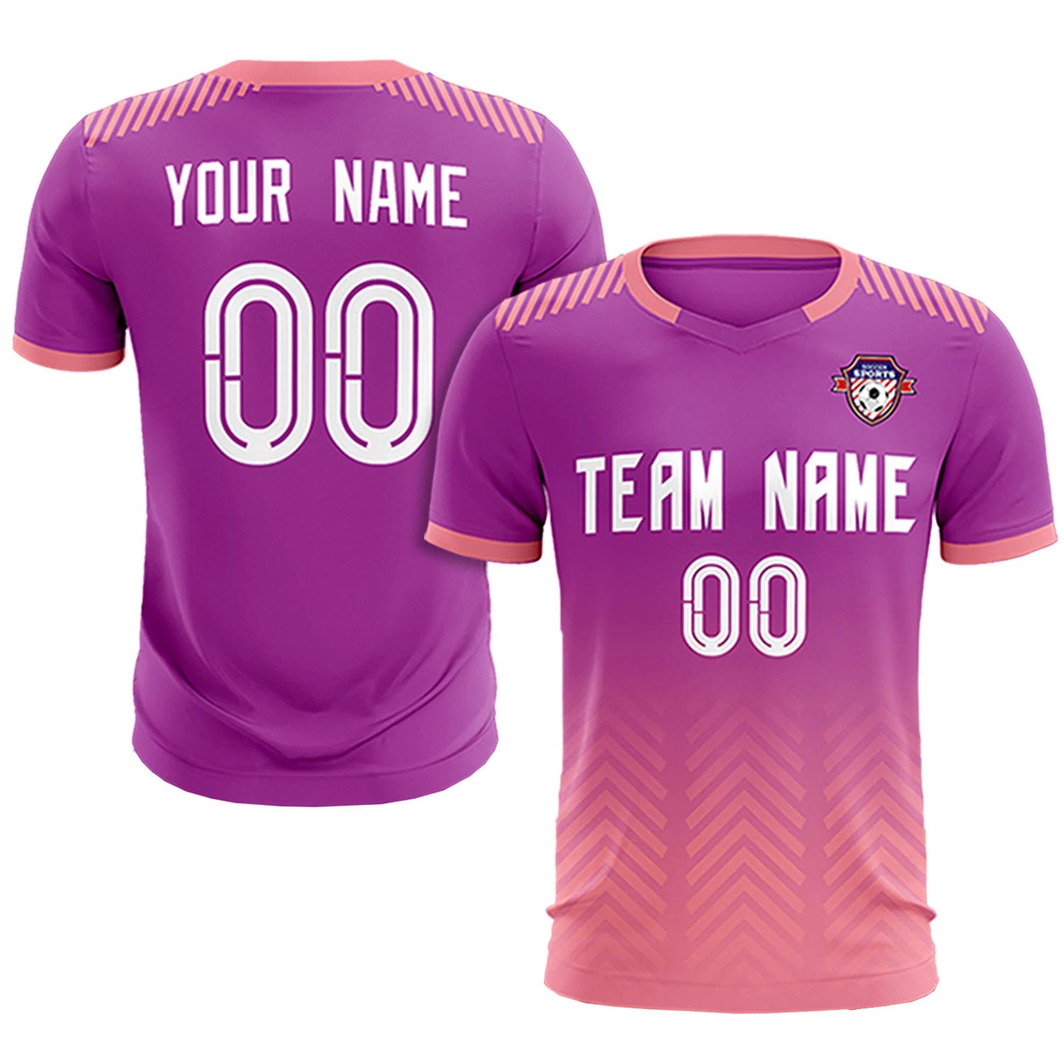 Custom Purple Light Pink Printing Sportswear Soccer Sets Jersey