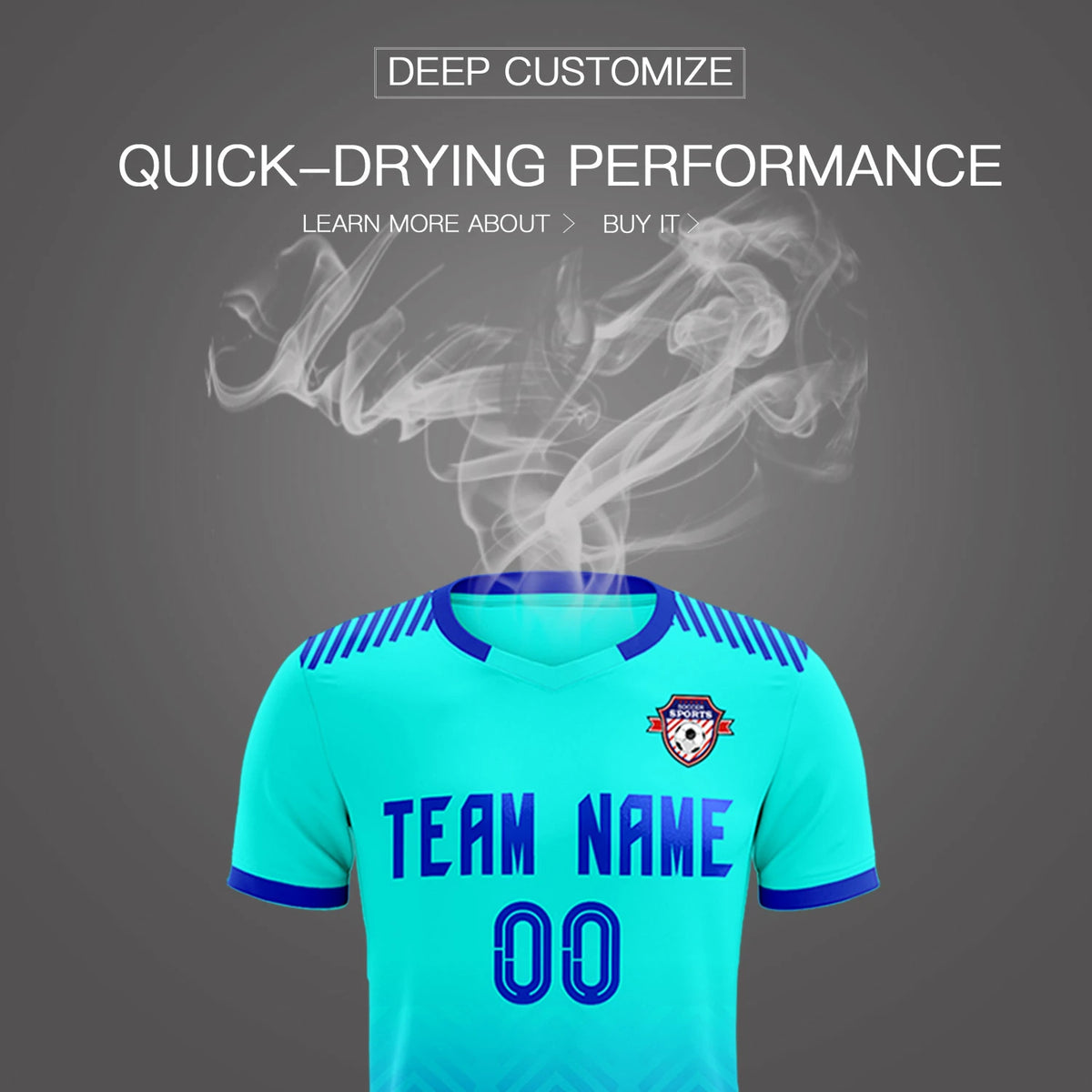 Custom Bright Green Royal Blue Printing Sportswear Soccer Sets Jersey