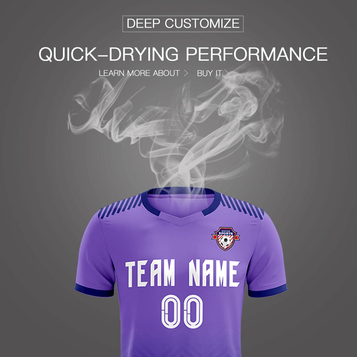 Custom Light Purple Navy Printing Sportswear Soccer Sets Jersey