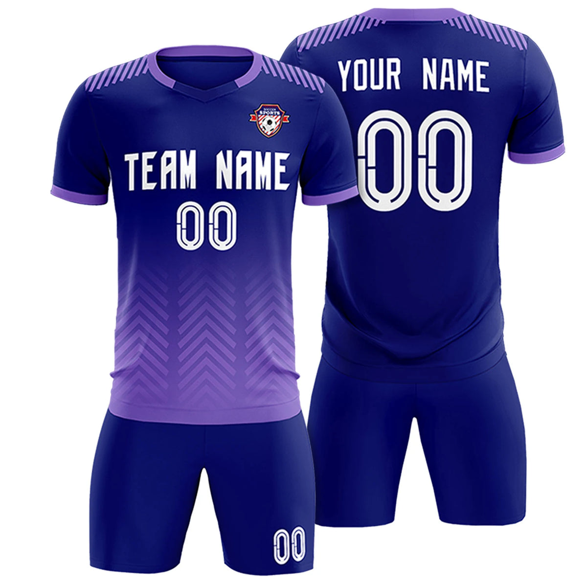 Custom Light Purple Purple Printing Sportswear Soccer Sets Jersey