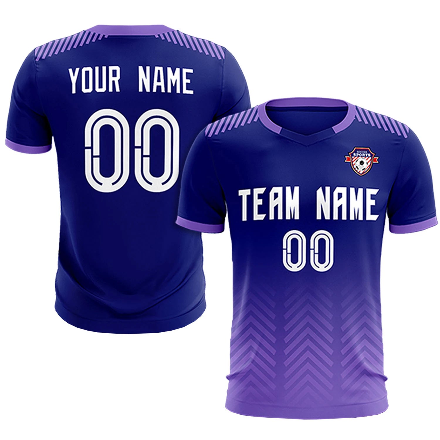 Custom Light Purple Purple Printing Sportswear Soccer Sets Jersey