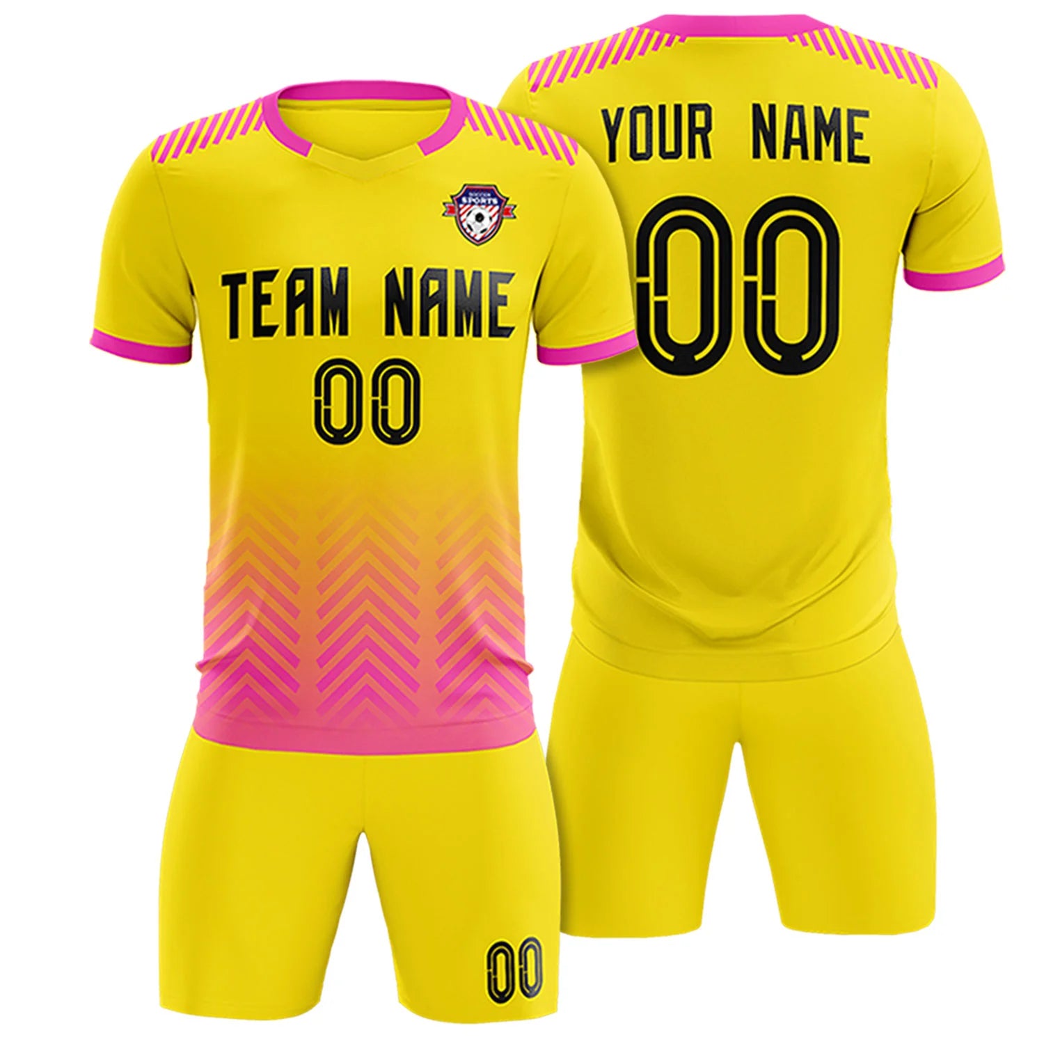 Custom Gold01 Pink Printing Sportswear Soccer Sets Jersey