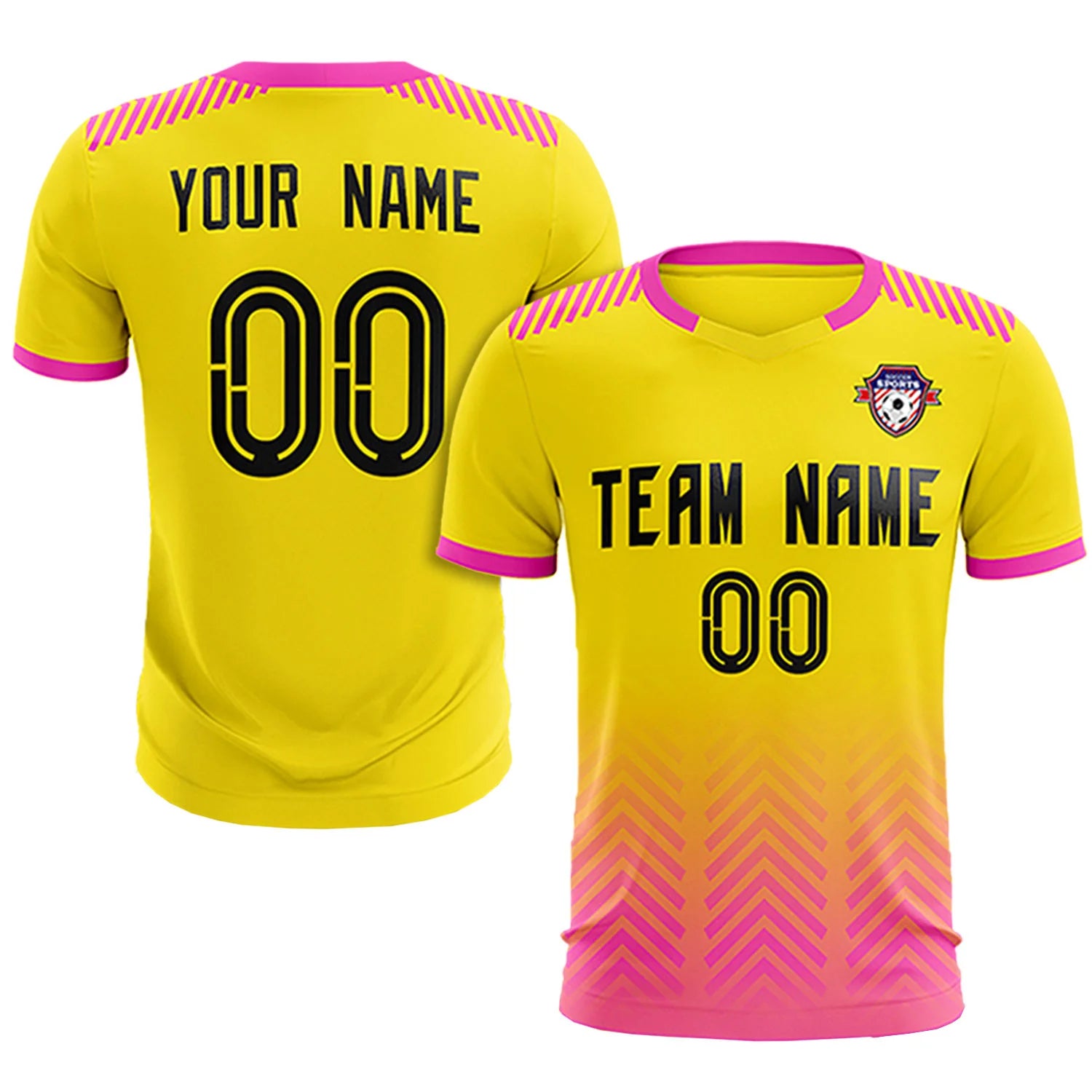 Custom Gold01 Pink Printing Sportswear Soccer Sets Jersey