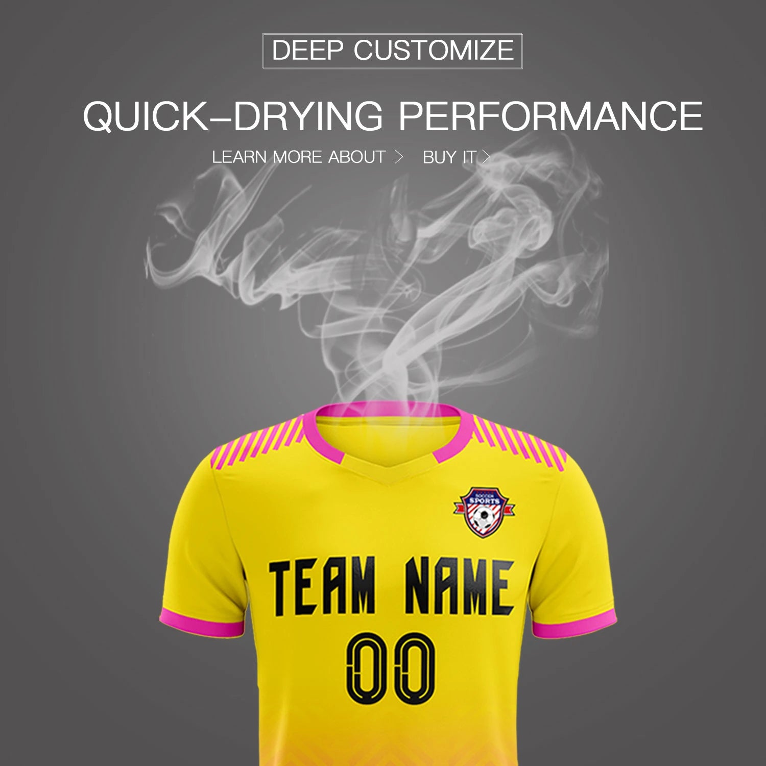 Custom Gold01 Pink Printing Sportswear Soccer Sets Jersey