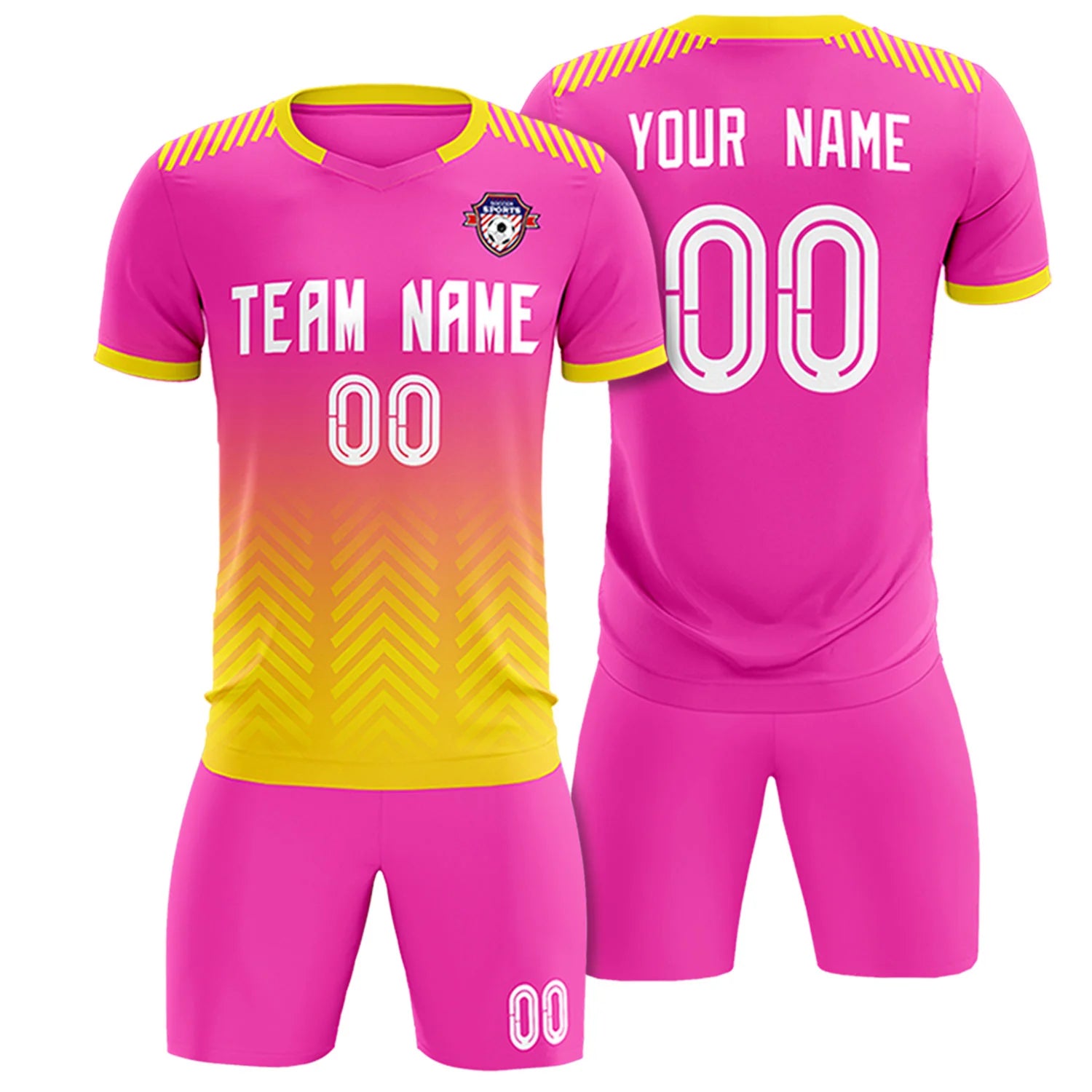 Custom Pink Gold01 Printing Sportswear Soccer Sets Jersey