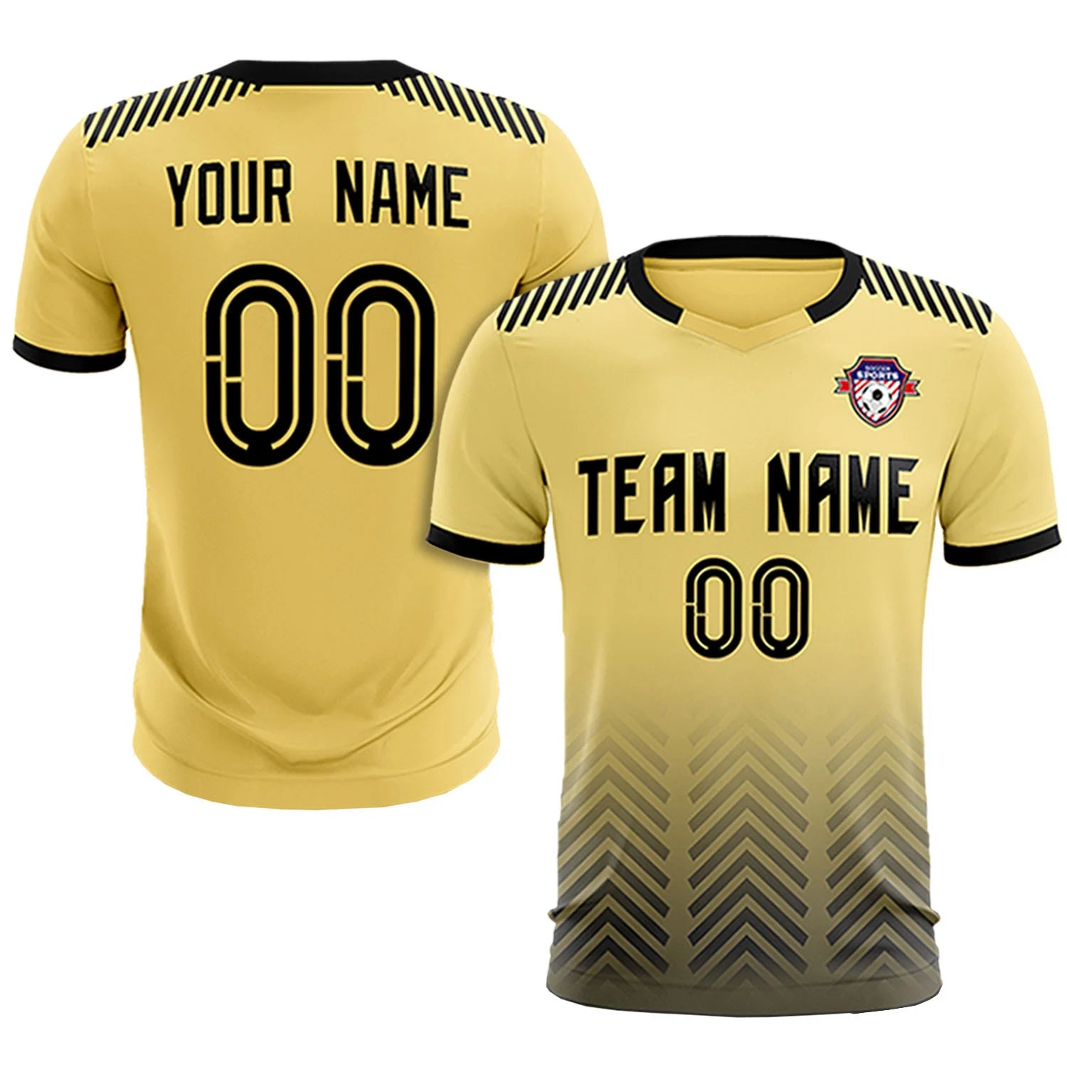 Custom Khaki Black Printing Sportswear Soccer Sets Jersey