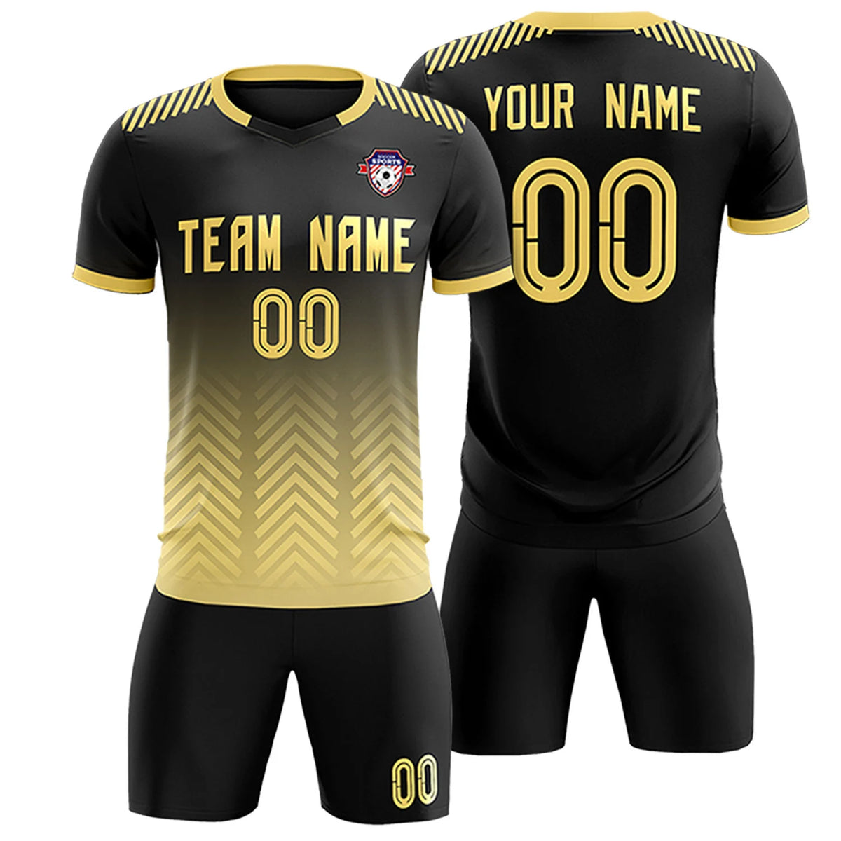 Custom Black Khaki Printing Sportswear Soccer Sets Jersey