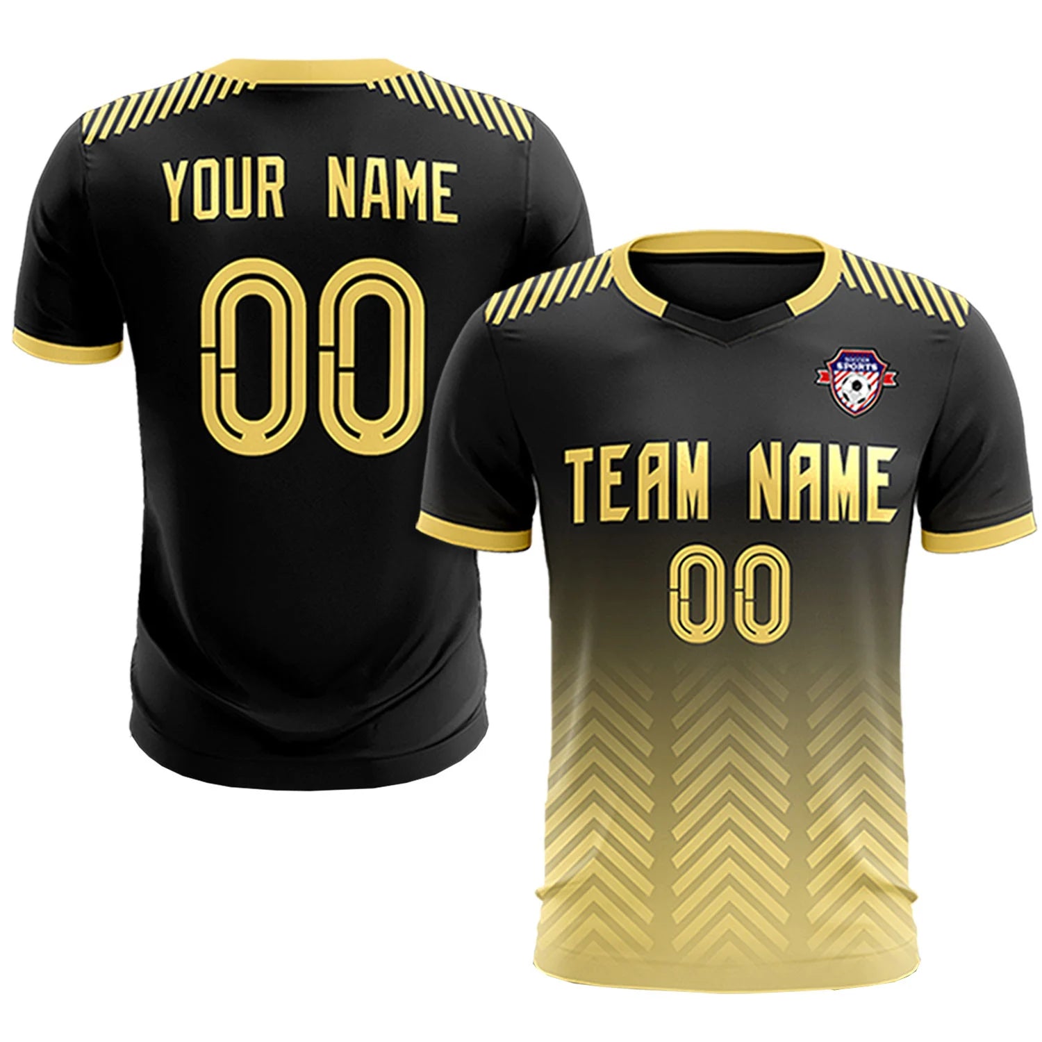 Custom Black Khaki Printing Sportswear Soccer Sets Jersey