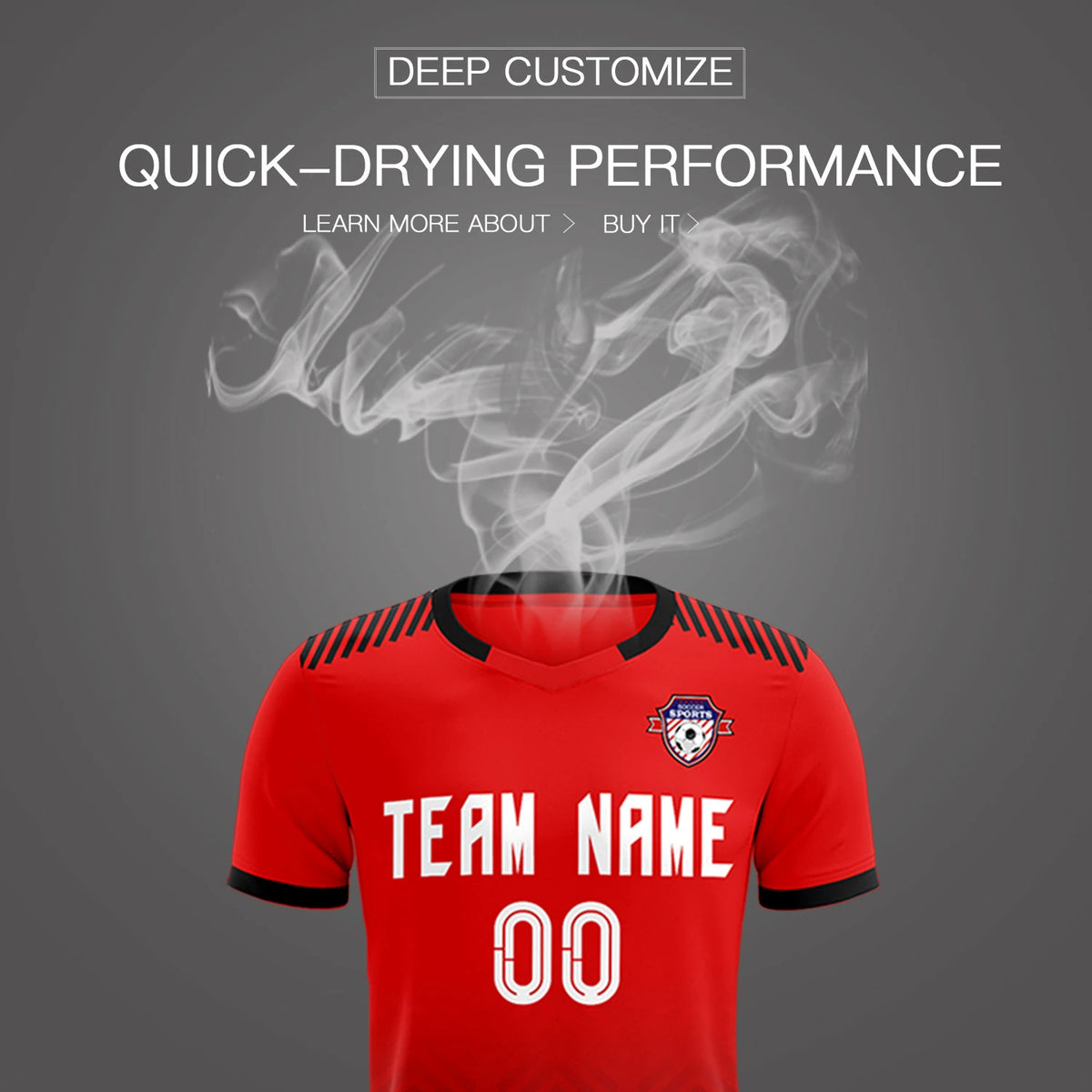 Custom Red Black Printing Sportswear Soccer Sets Jersey