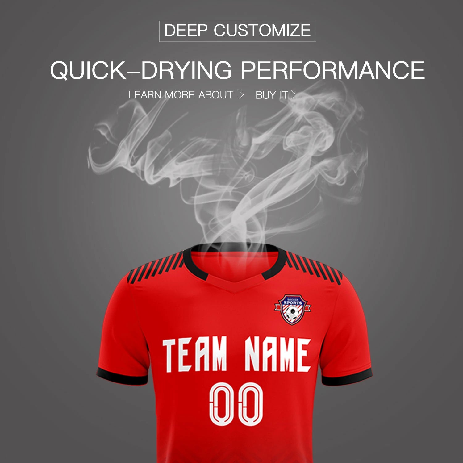 Custom Red Black Printing Sportswear Soccer Sets Jersey