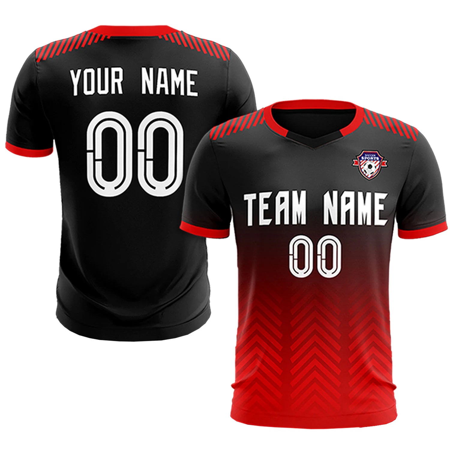 Custom Black Red Printing Sportswear Soccer Sets Jersey