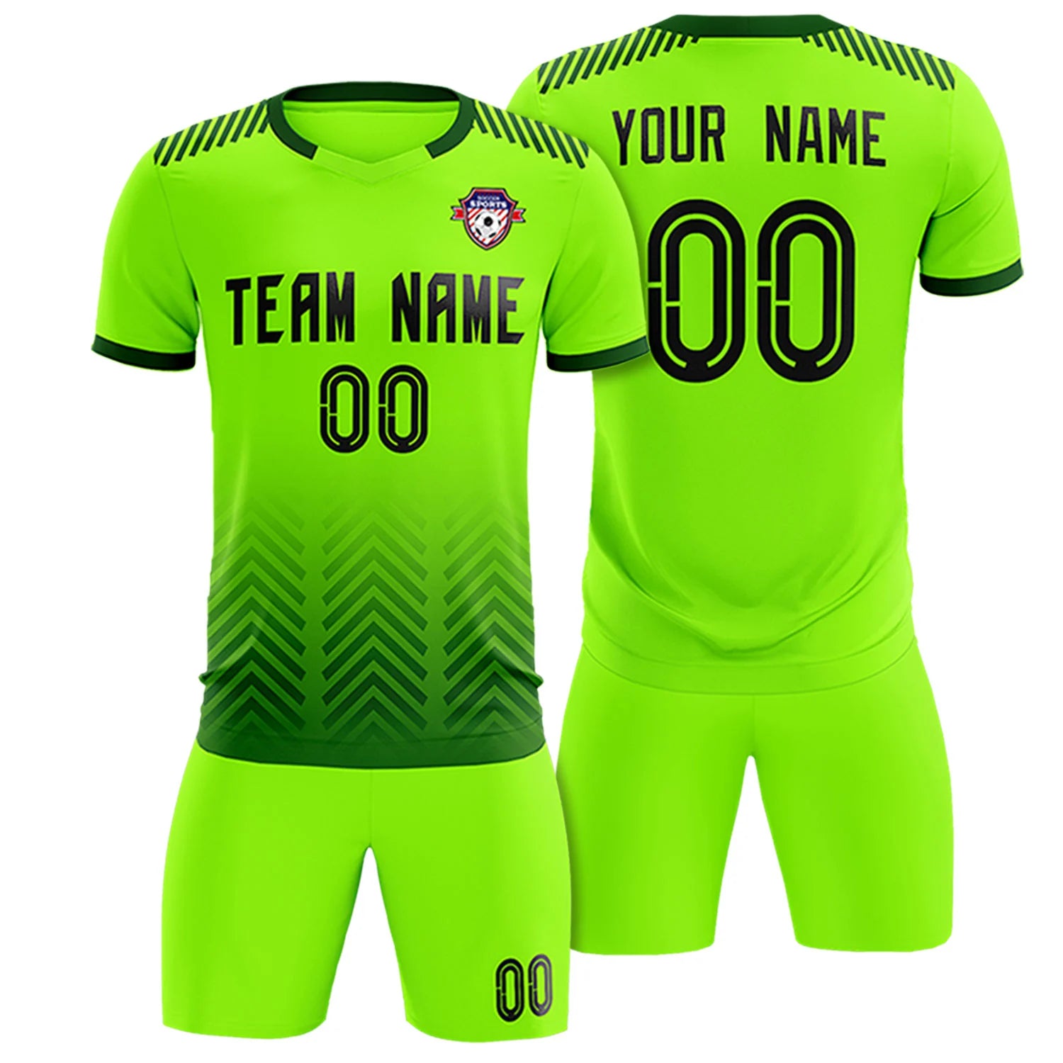 Custom Neon Green Green Printing Sportswear Soccer Sets Jersey