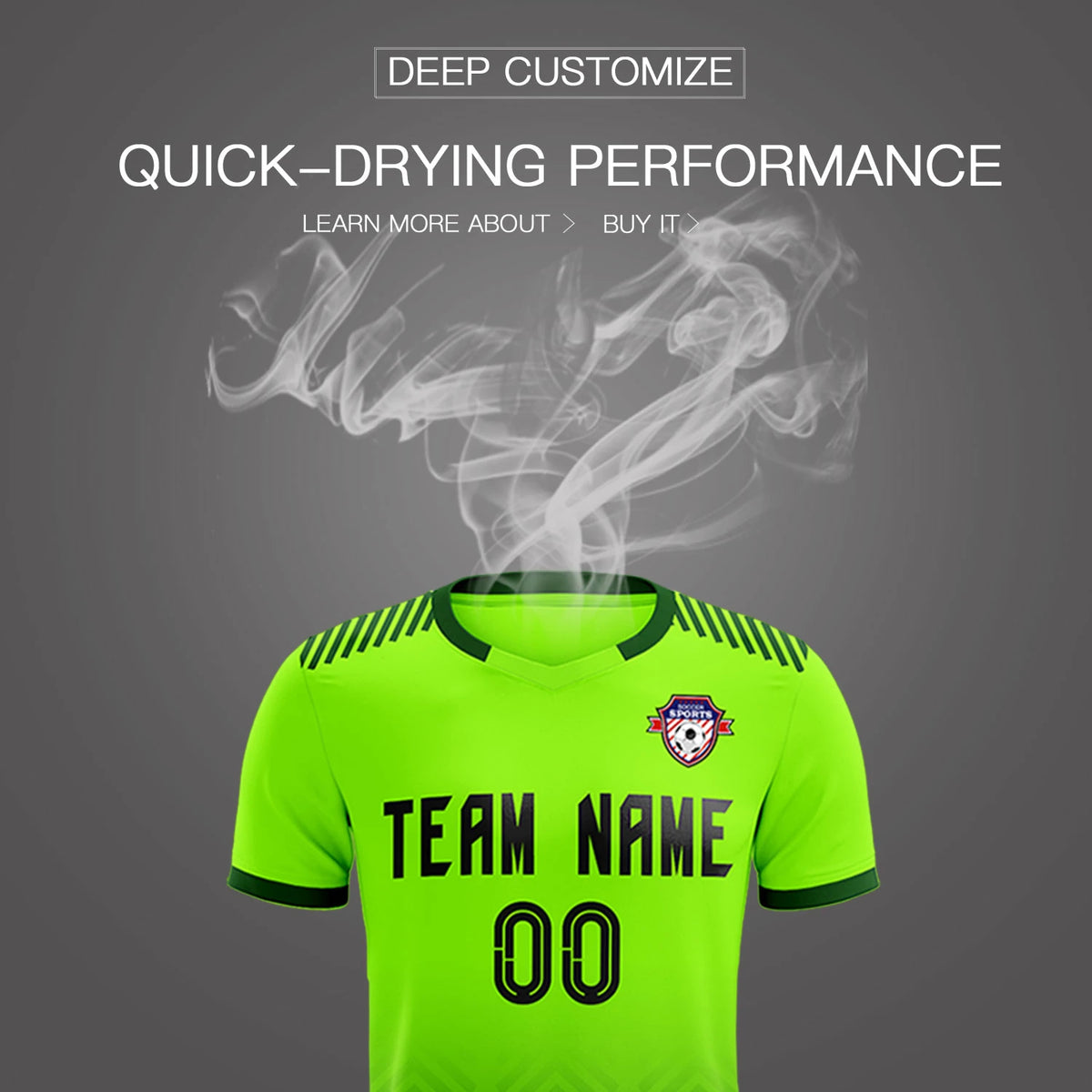 Custom Neon Green Green Printing Sportswear Soccer Sets Jersey