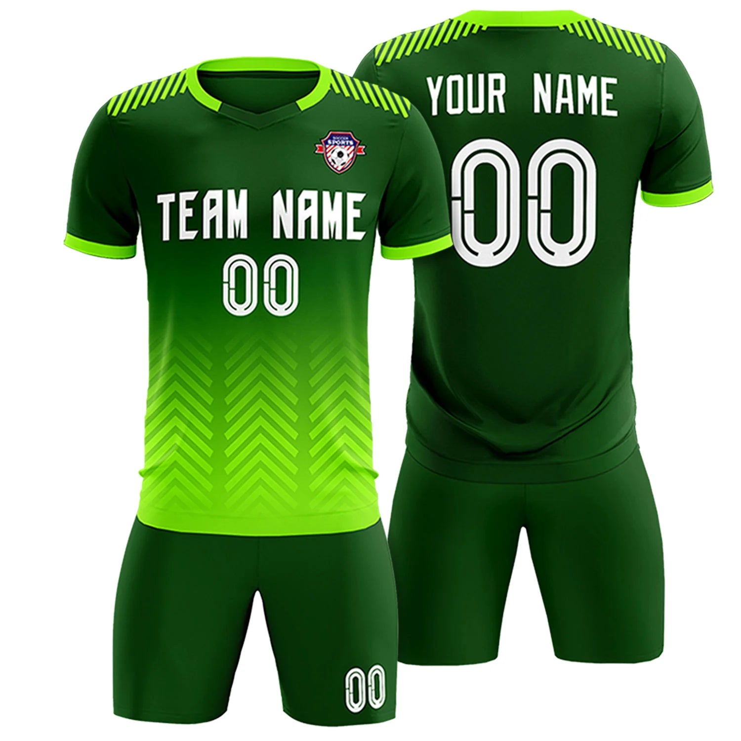 Custom Green Neon Green Printing Sportswear Soccer Sets Jersey