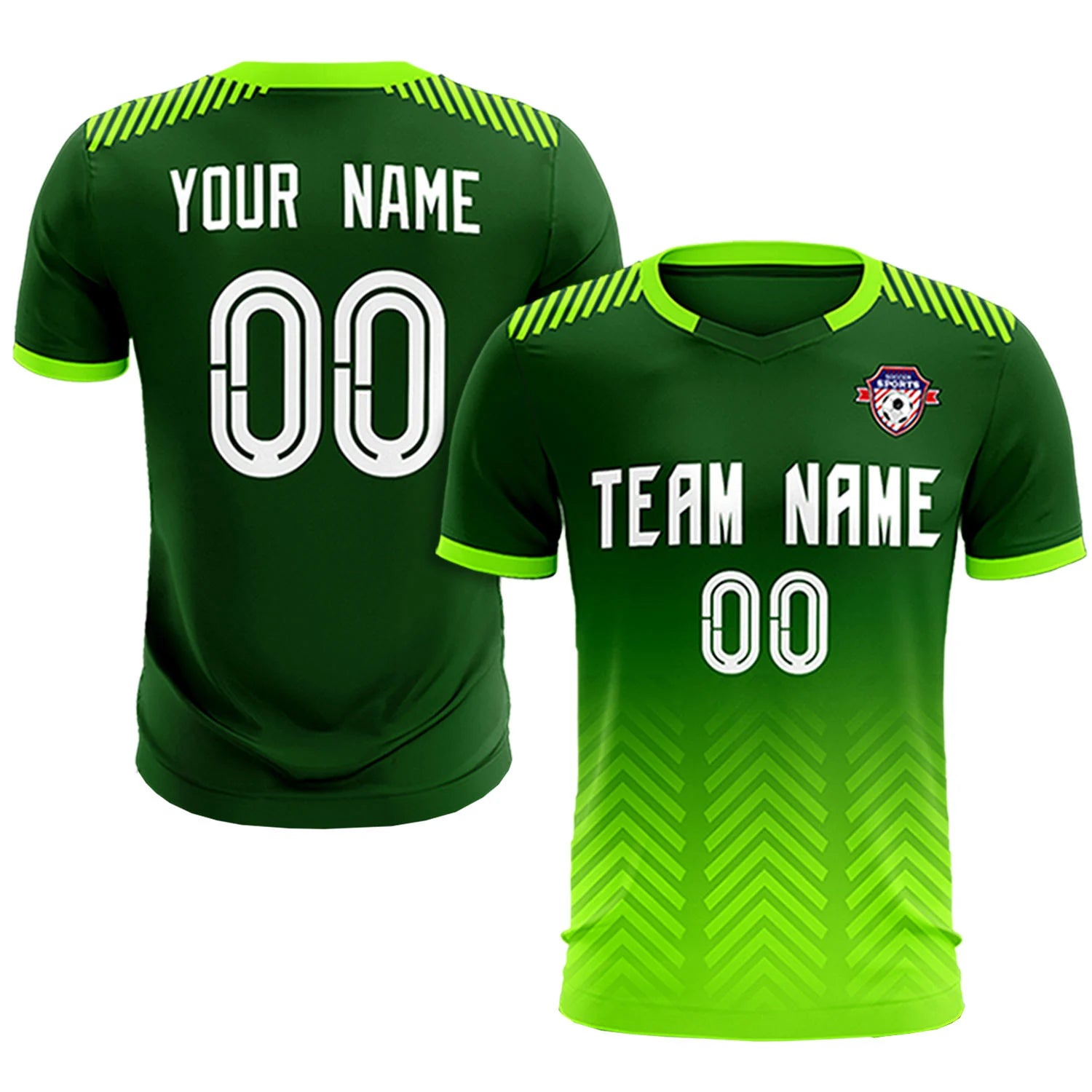 Custom Green Neon Green Printing Sportswear Soccer Sets Jersey