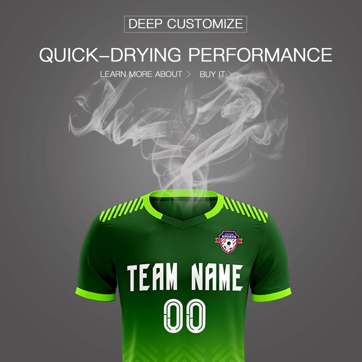 Custom Green Neon Green Printing Sportswear Soccer Sets Jersey
