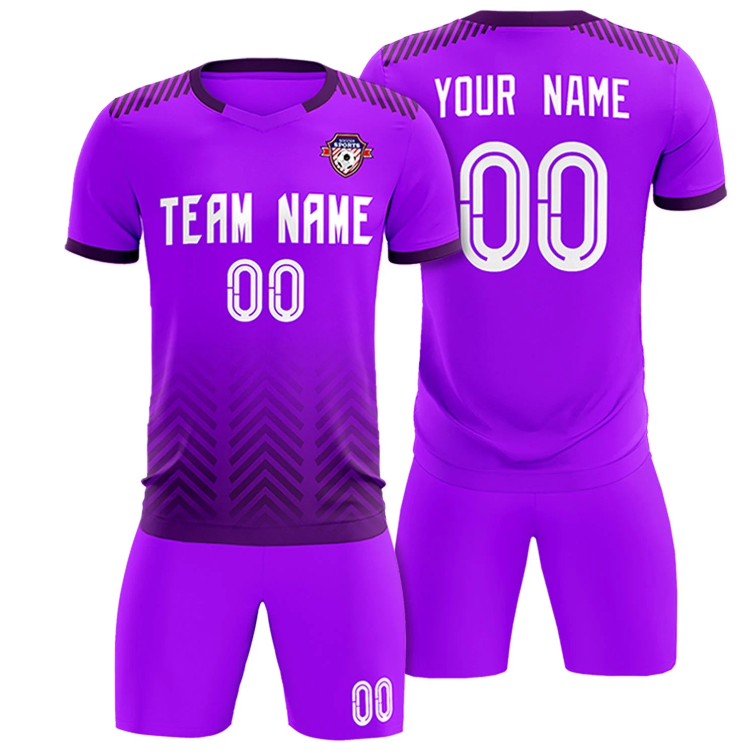 Custom Purple Dark Purple Printing Sportswear Soccer Sets Jersey