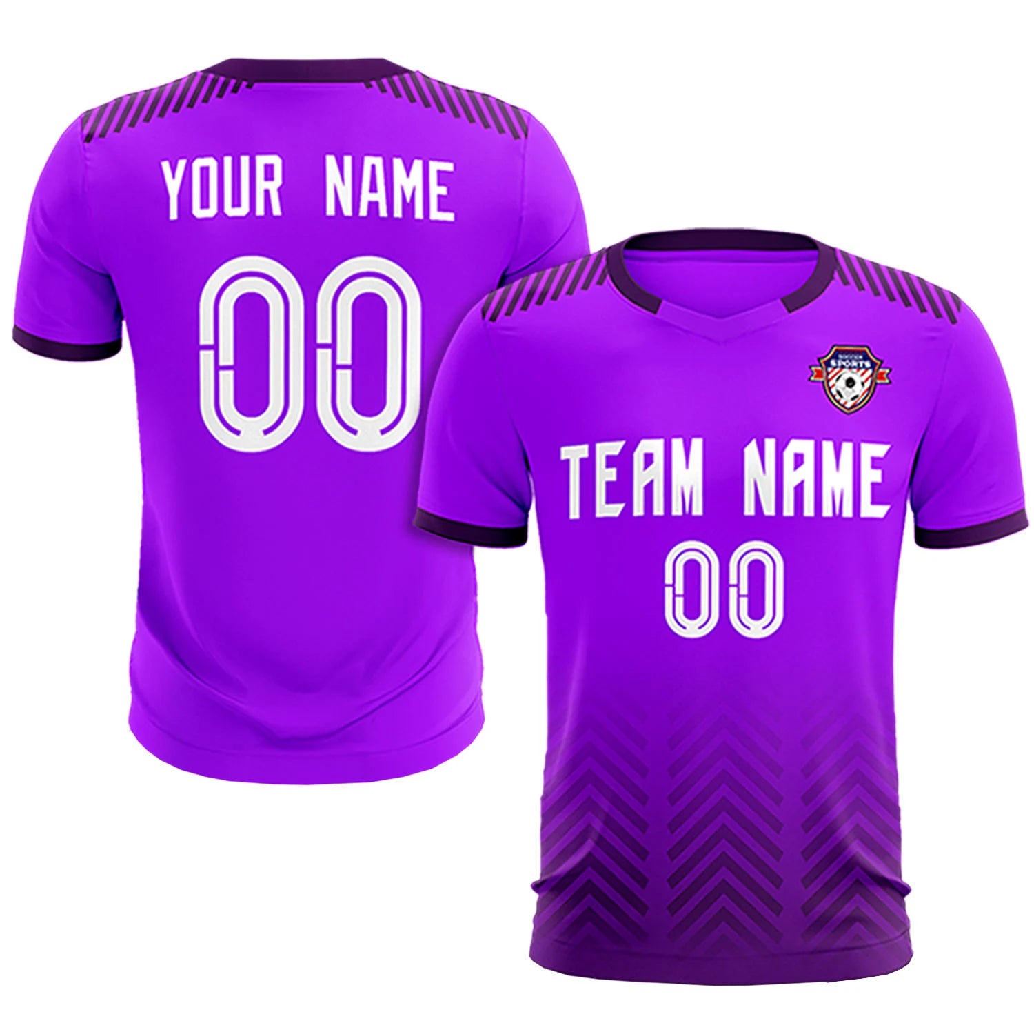 Custom Purple Dark Purple Printing Sportswear Soccer Sets Jersey