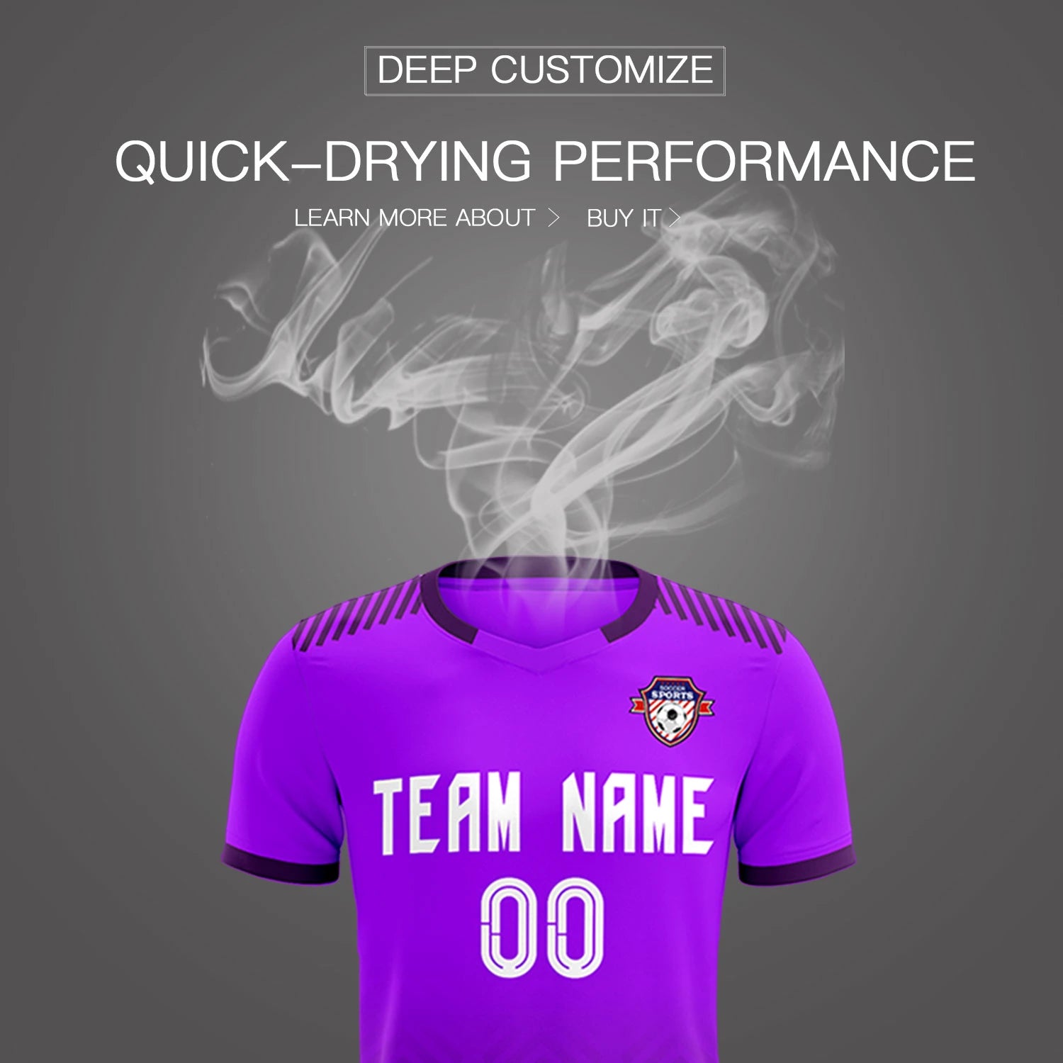 Custom Purple Dark Purple Printing Sportswear Soccer Sets Jersey