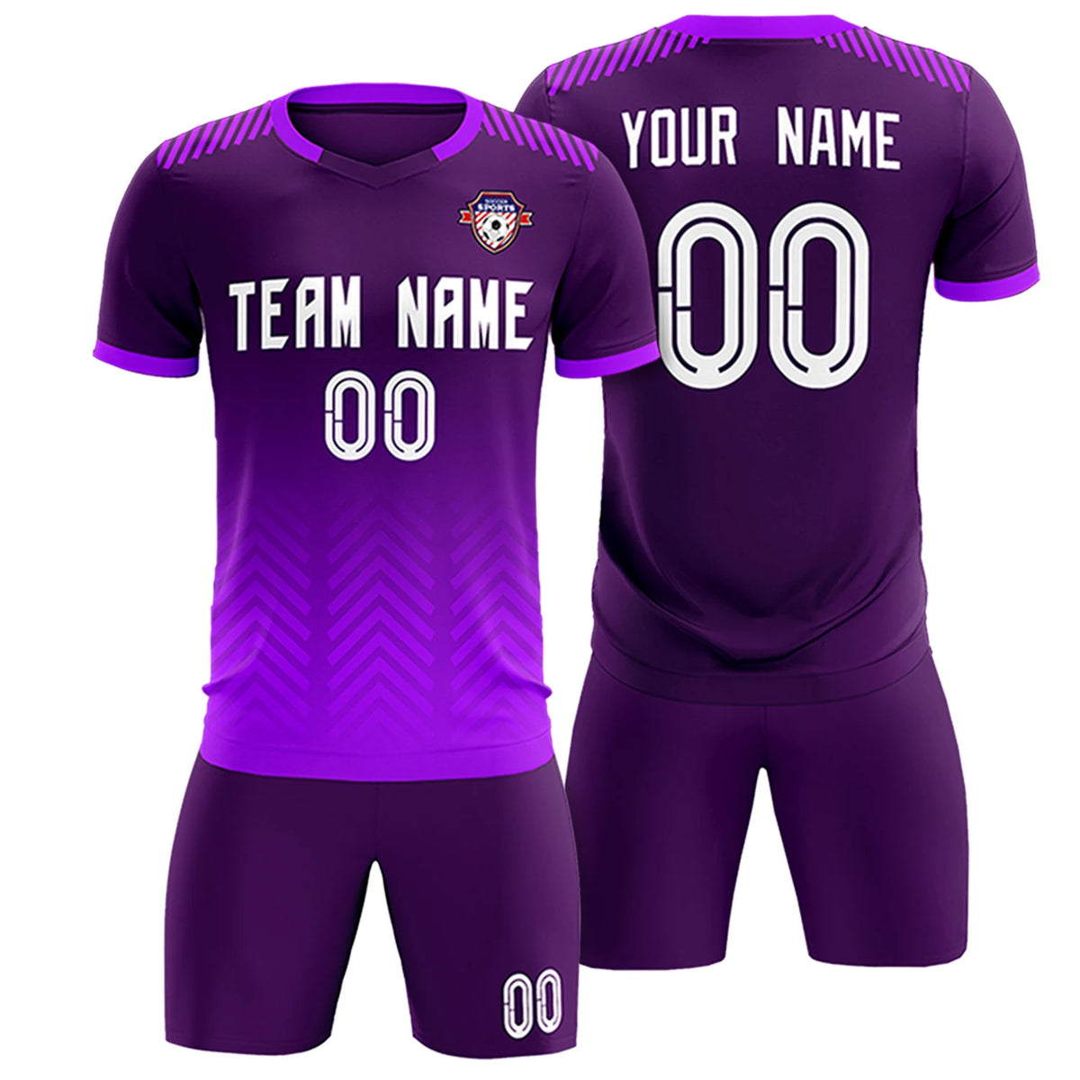 Custom Dark Purple Purple Printing Sportswear Soccer Sets Jersey