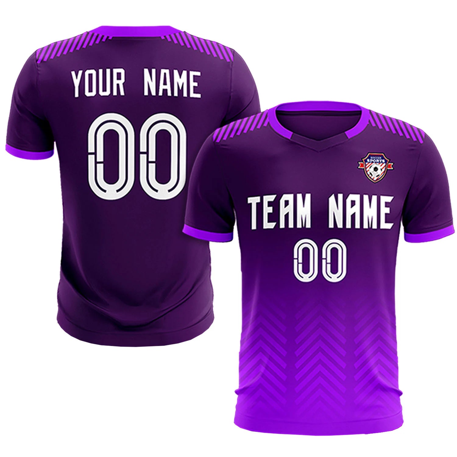 Custom Dark Purple Purple Printing Sportswear Soccer Sets Jersey