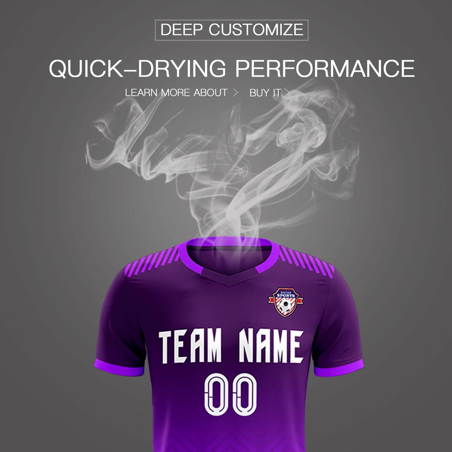 Custom Dark Purple Purple Printing Sportswear Soccer Sets Jersey