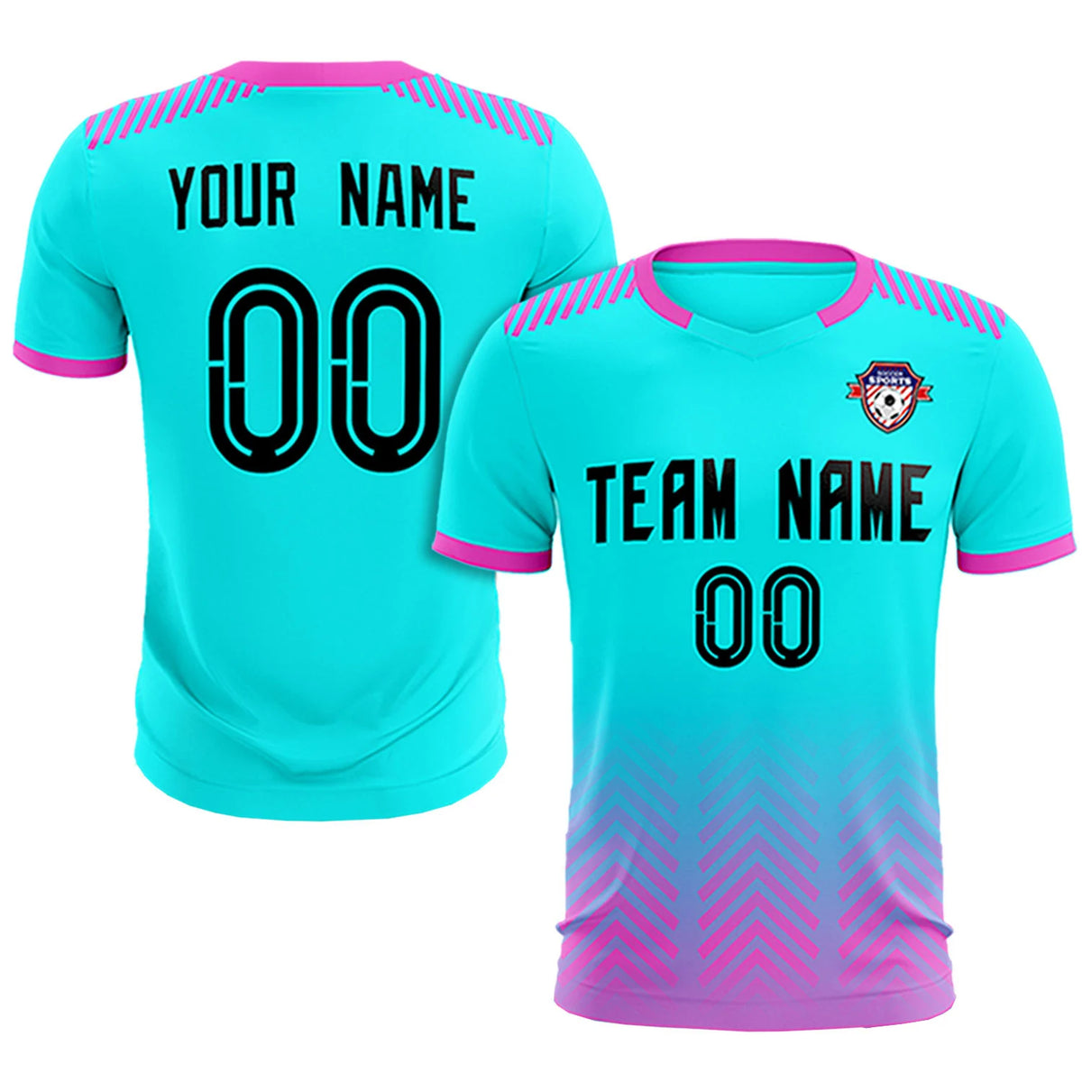 Custom Sky Blue Pink Printing Sportswear Soccer Sets Jersey