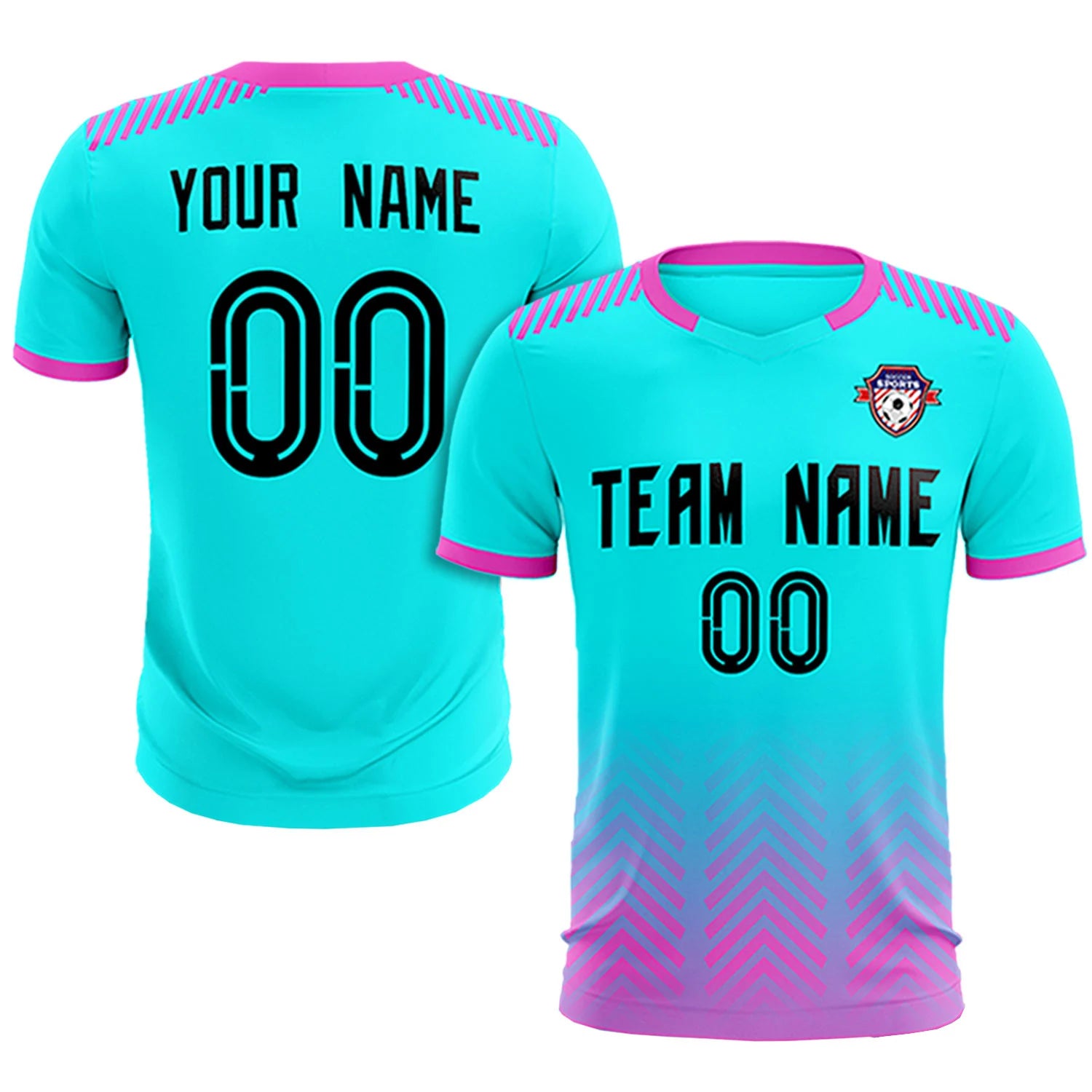 Custom Sky Blue Pink Printing Sportswear Soccer Sets Jersey