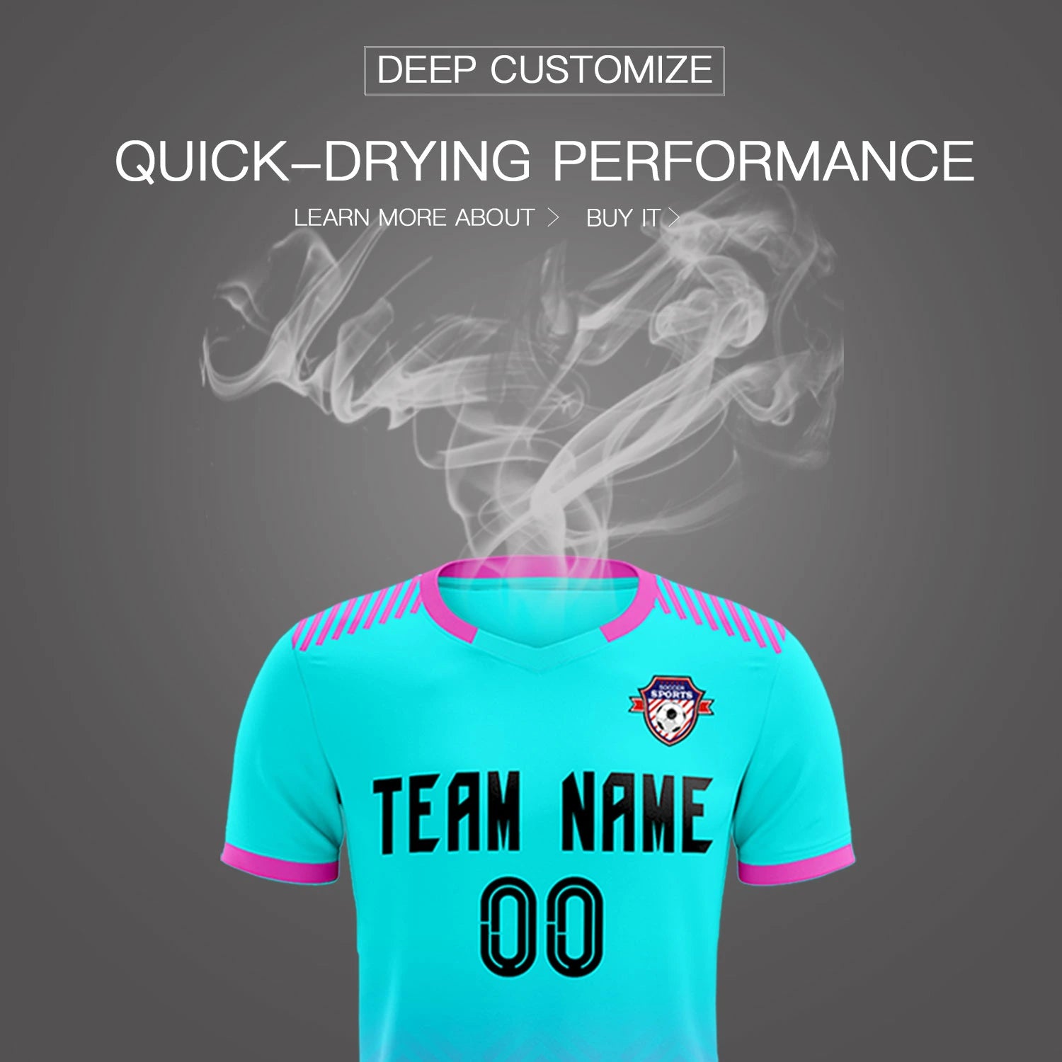 Custom Sky Blue Pink Printing Sportswear Soccer Sets Jersey